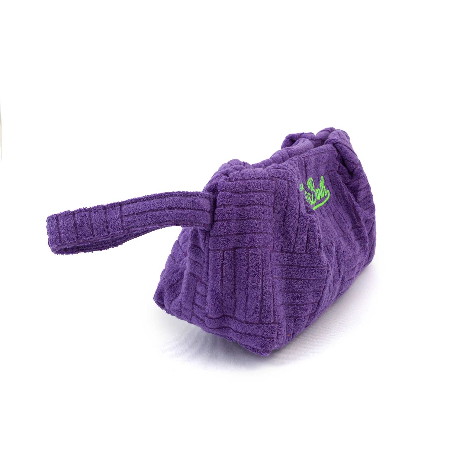 ASTUCCIO SPUGNA TEXTURE VIOLA CON LOGO VERDE FLUO - annameglio.com abbigliamento moda
