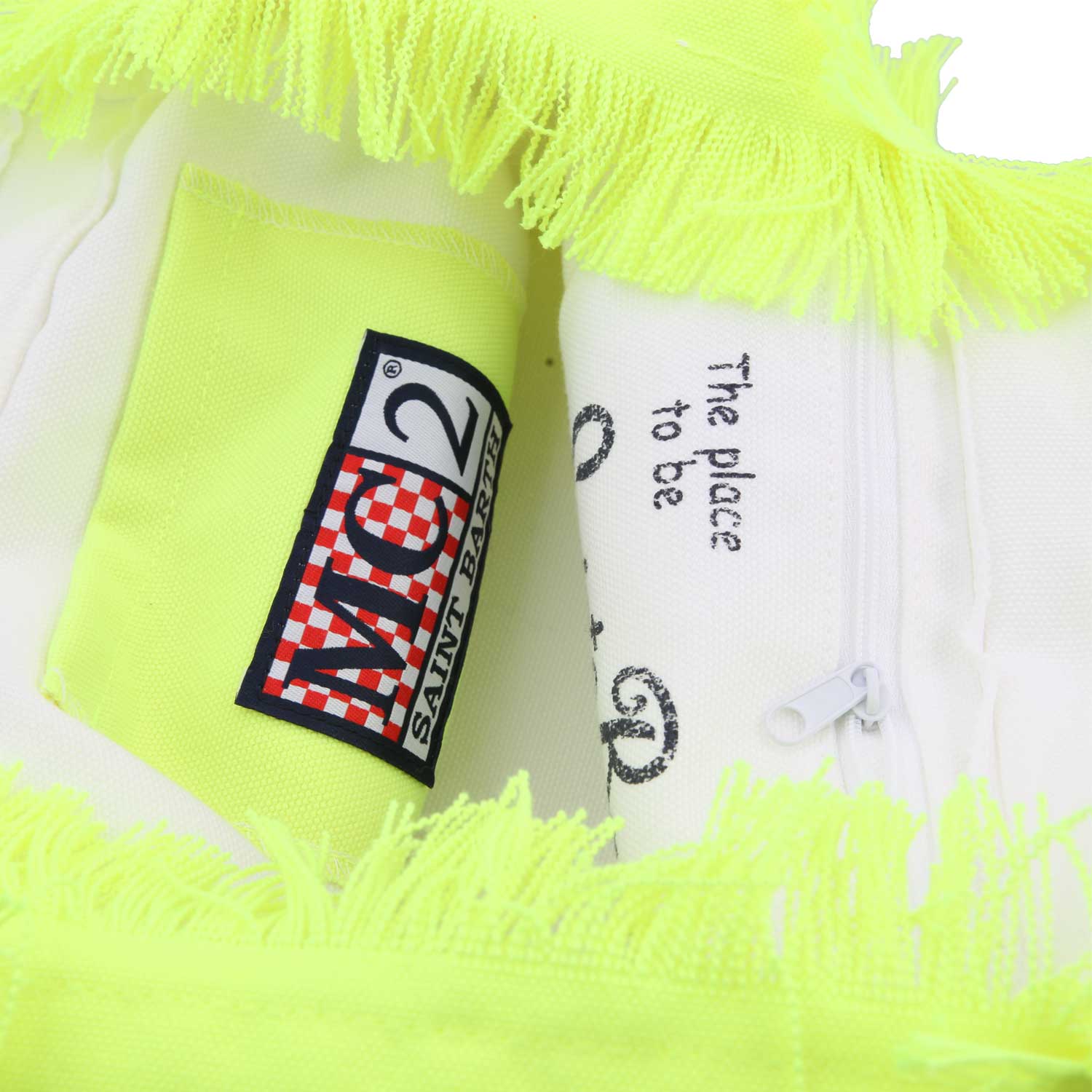 BORSA A MANO COLETTE GIALLO FLUO CON LOGHI NERI - annameglio.com abbigliamento moda