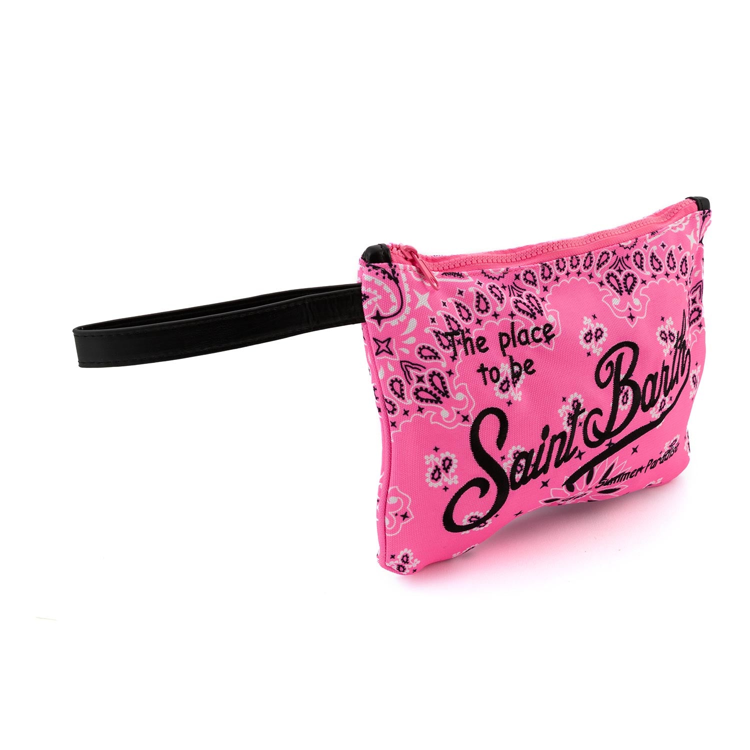 POCHETTE PARISIENNE BANDANA ROSA FLUO E NERA - annameglio.com abbigliamento moda