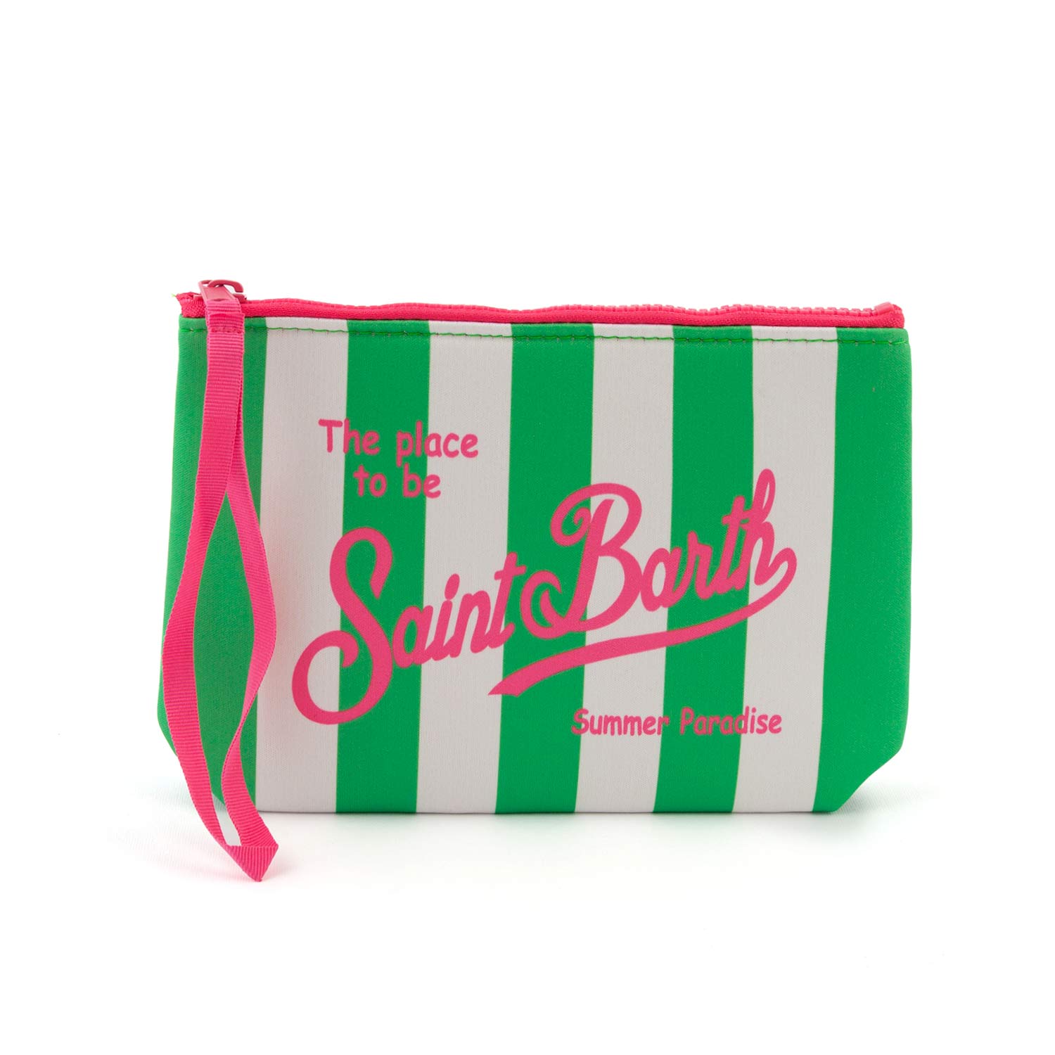 POCHETTE ALINE VERDE E BIANCA A STRISCE E ROSA - annameglio.com abbigliamento moda