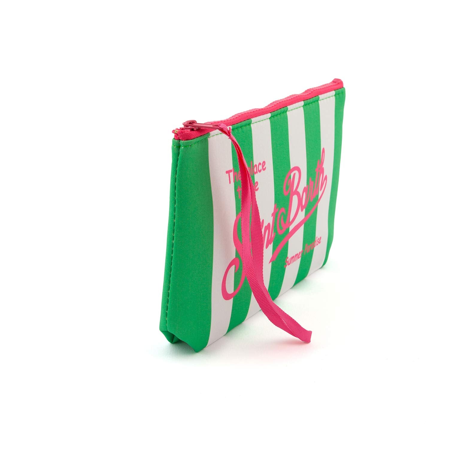 POCHETTE ALINE VERDE E BIANCA A STRISCE E ROSA - annameglio.com abbigliamento moda