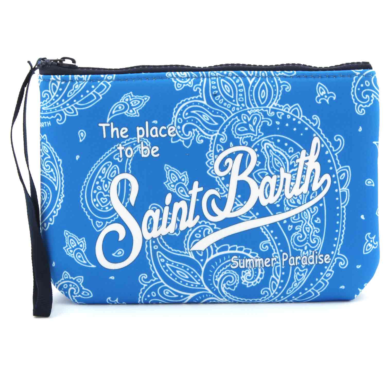 POCHETTE ALINE PAISLEY AZZURRA E BIANCA - annameglio.com abbigliamento moda