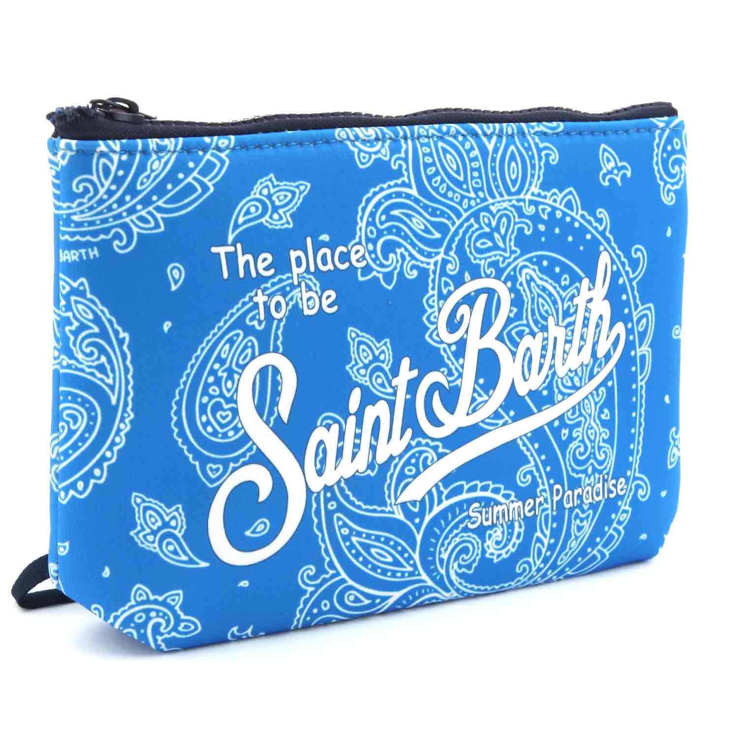 POCHETTE ALINE PAISLEY AZZURRA E BIANCA - annameglio.com abbigliamento moda