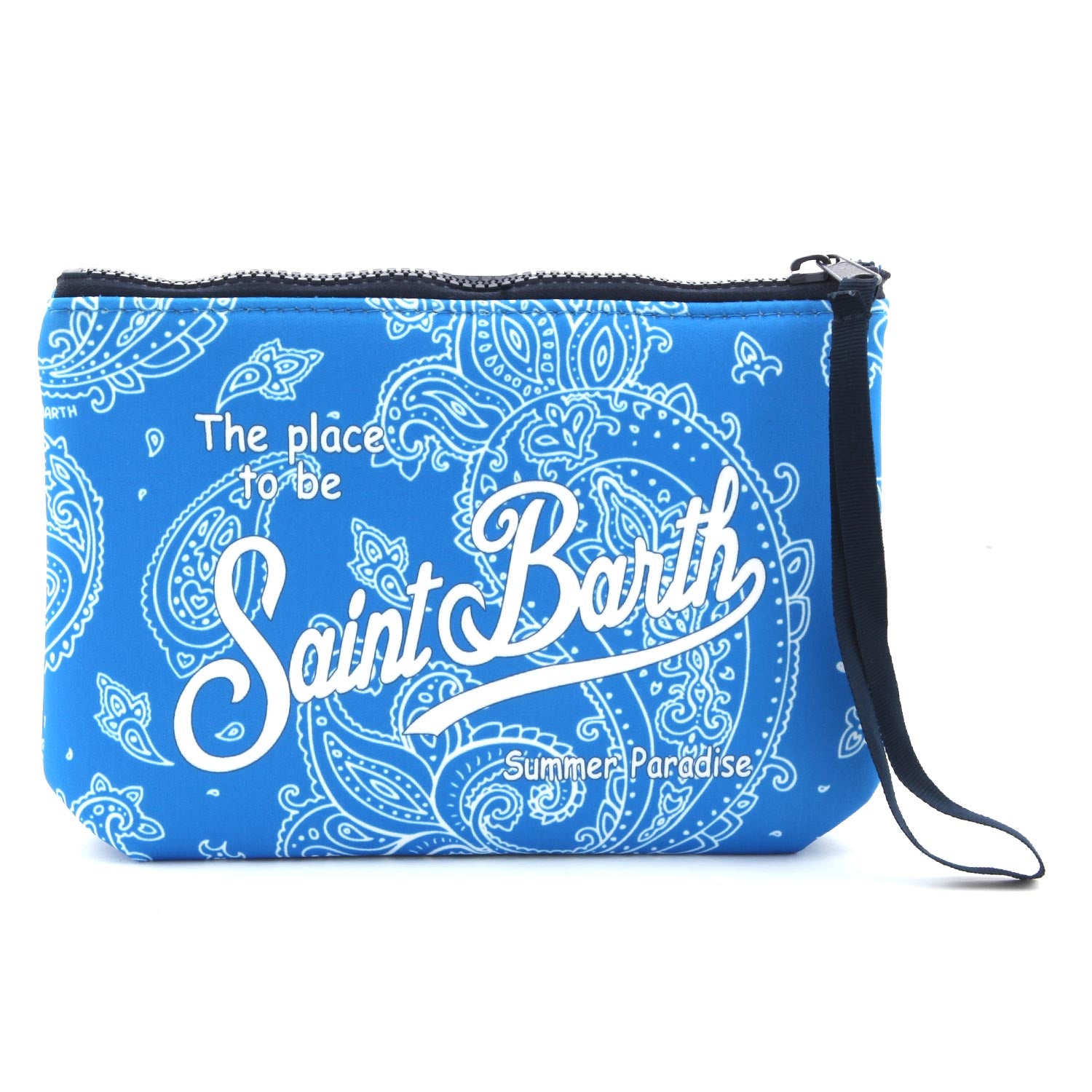 POCHETTE ALINE PAISLEY AZZURRA E BIANCA - annameglio.com abbigliamento moda