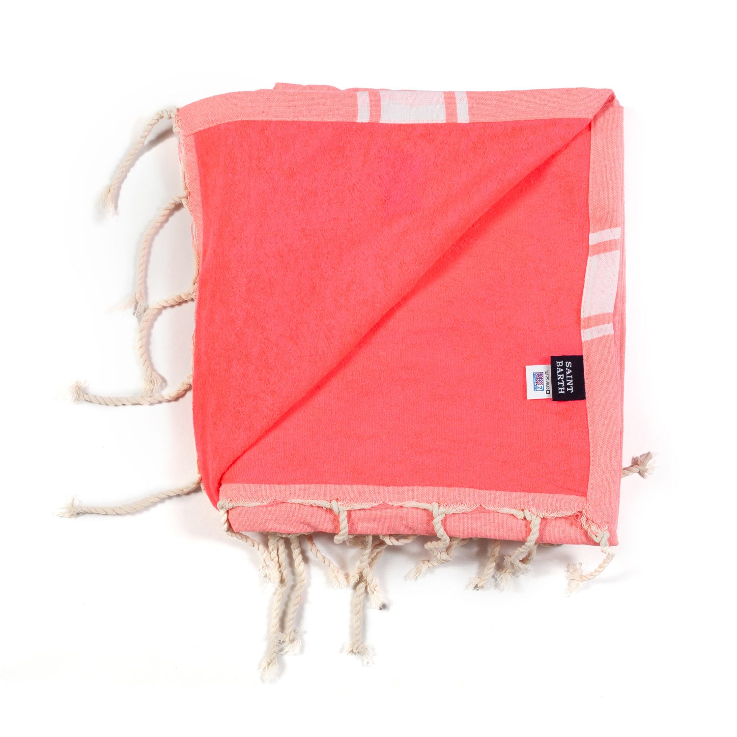 TELO MARE FOUTA IN SPUGNA ROSA FLUO E BIANCO - annameglio.com abbigliamento moda