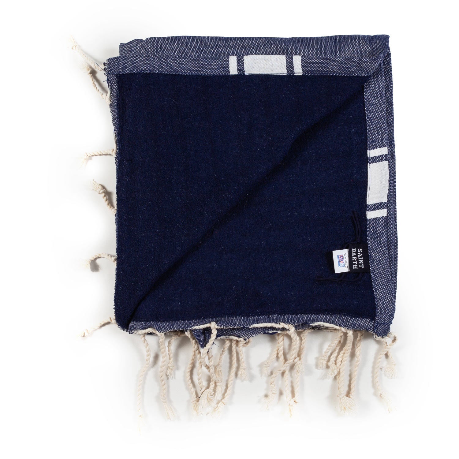 TELO MARE FOUTA IN SPUGNA BLU NAVY E BIANCO - annameglio.com abbigliamento moda
