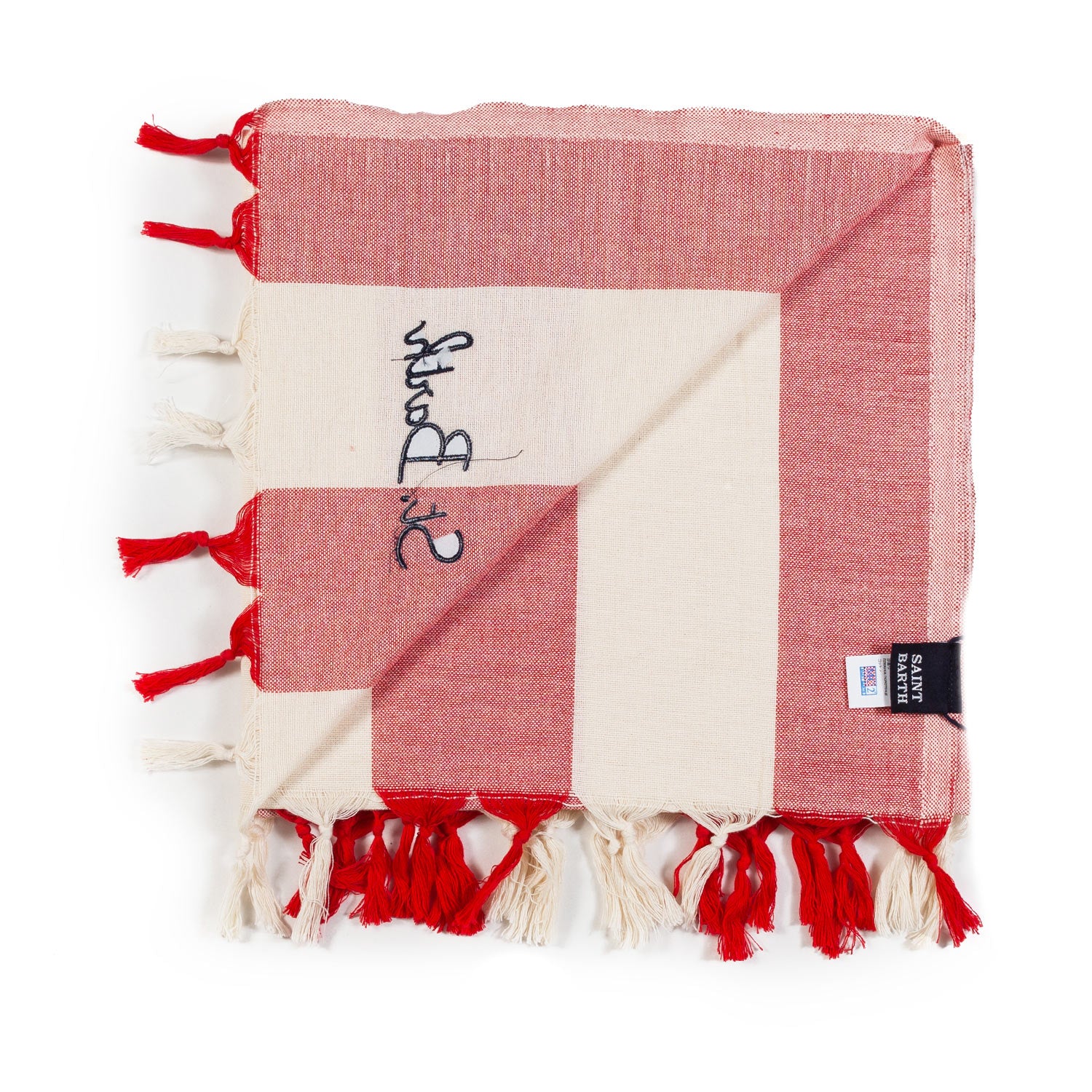 TELO MARE FOUTA BIANCO PANNA E ROSSO A STRISCE - annameglio.com abbigliamento moda