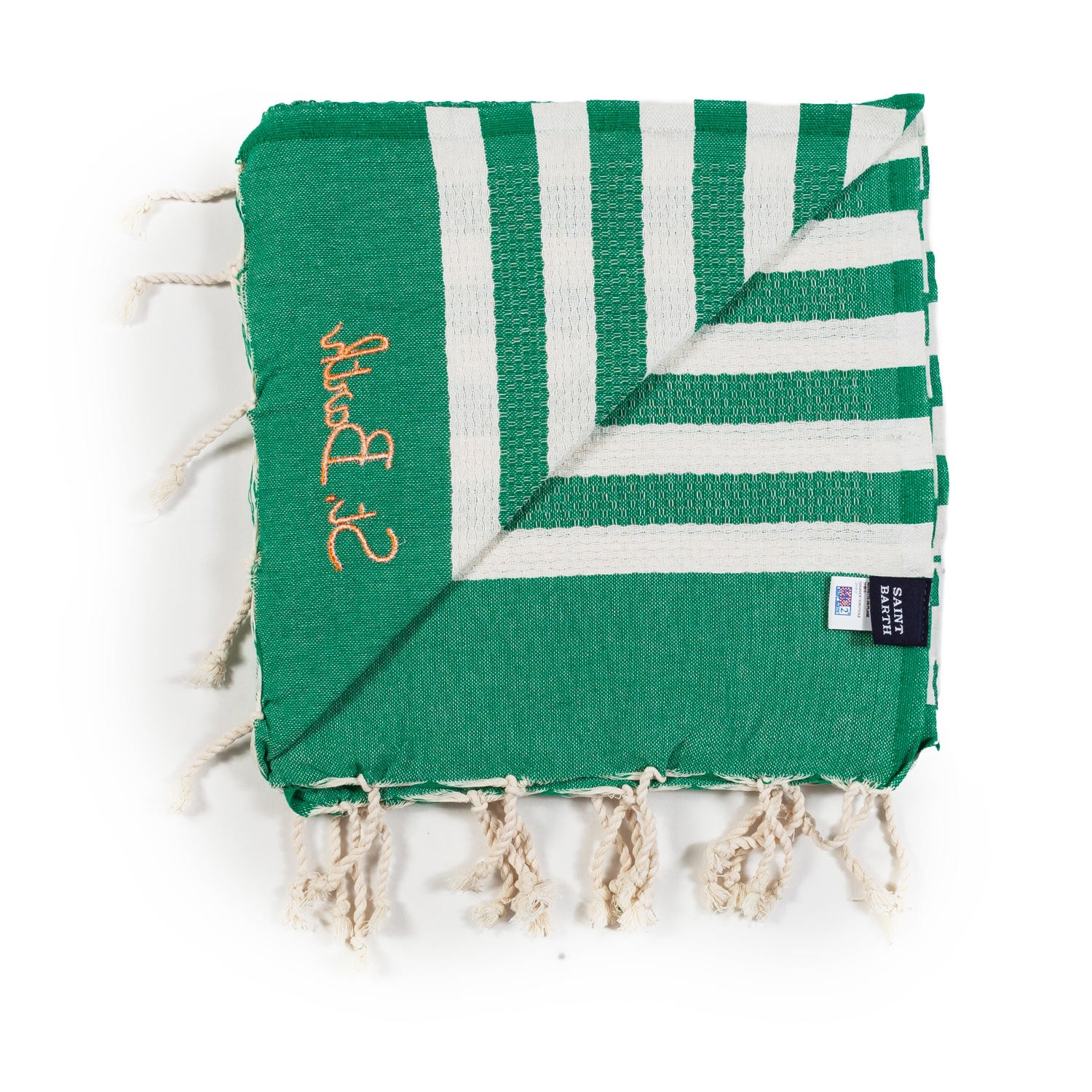 TELO MARE FOUTA BIANCO NATURALE E VERDE A RIGHE - annameglio.com abbigliamento moda