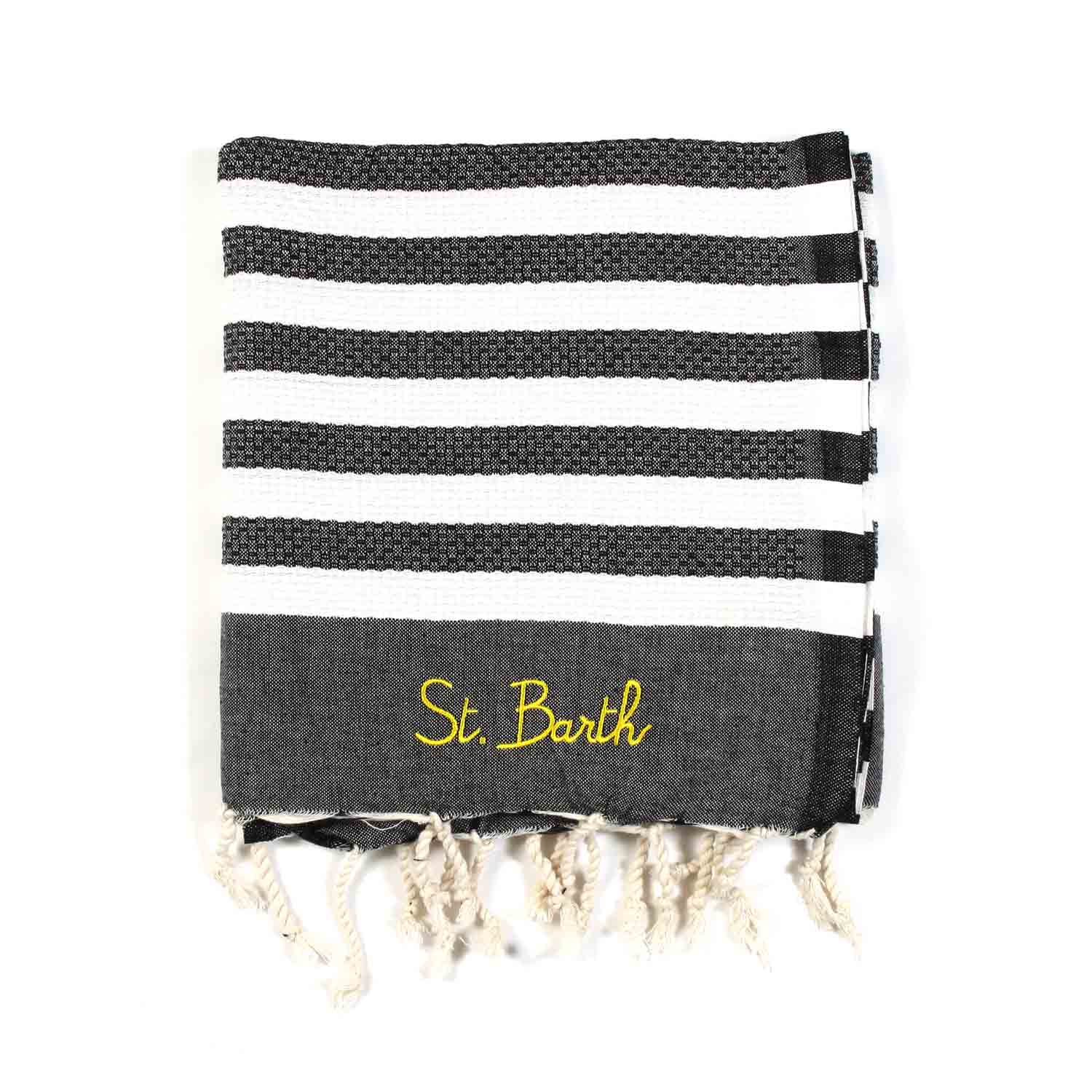 TELO MARE FOUTA BIANCO NATURALE E GRAFITE A RIGHE - annameglio.com abbigliamento moda