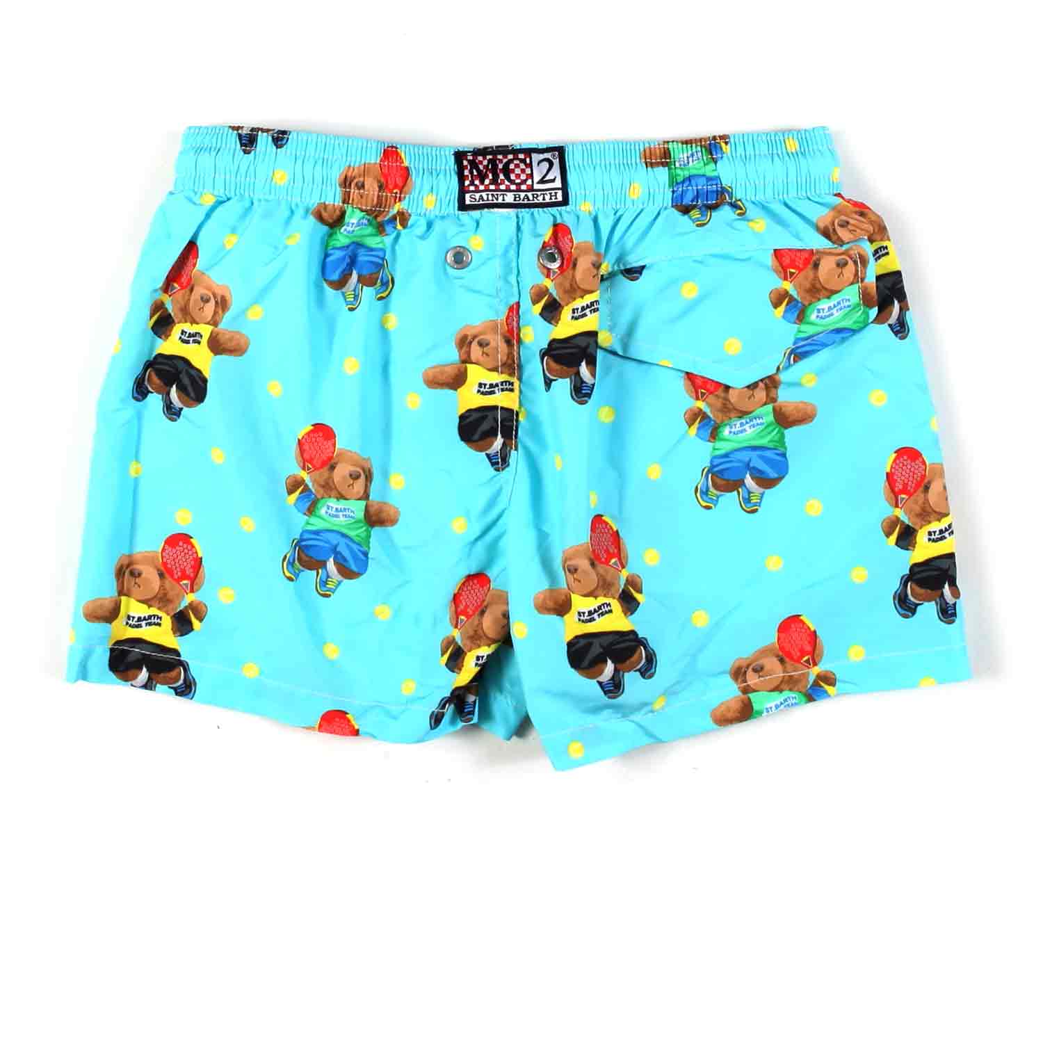 COSTUME BOXER TEDDY PADEL CELESTE FLUO BAMBINO - annameglio.com abbigliamento moda