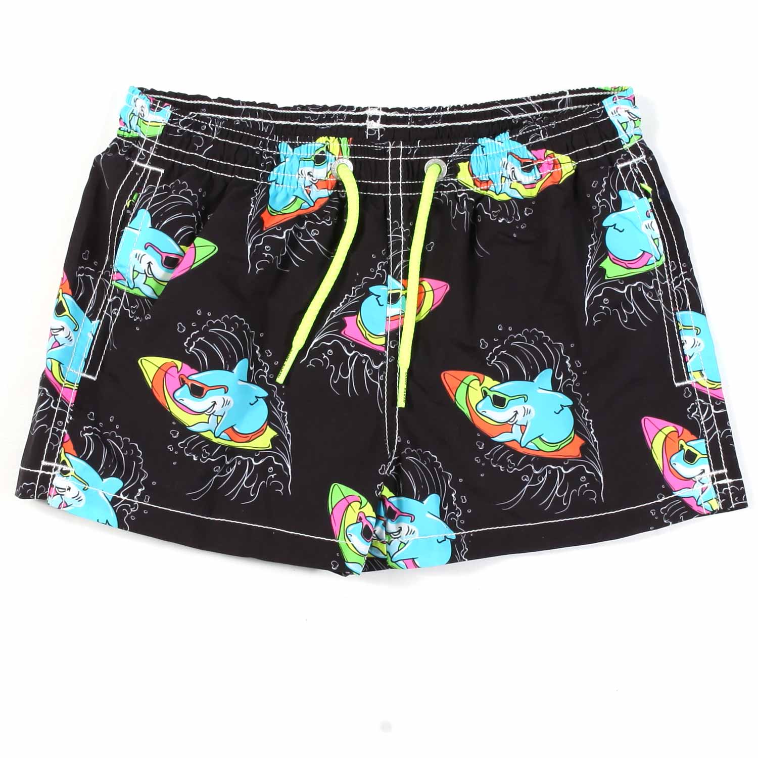 COSTUME BOXER NERO CON SQUALI MULTICOLOR BAMBINO - annameglio.com abbigliamento moda