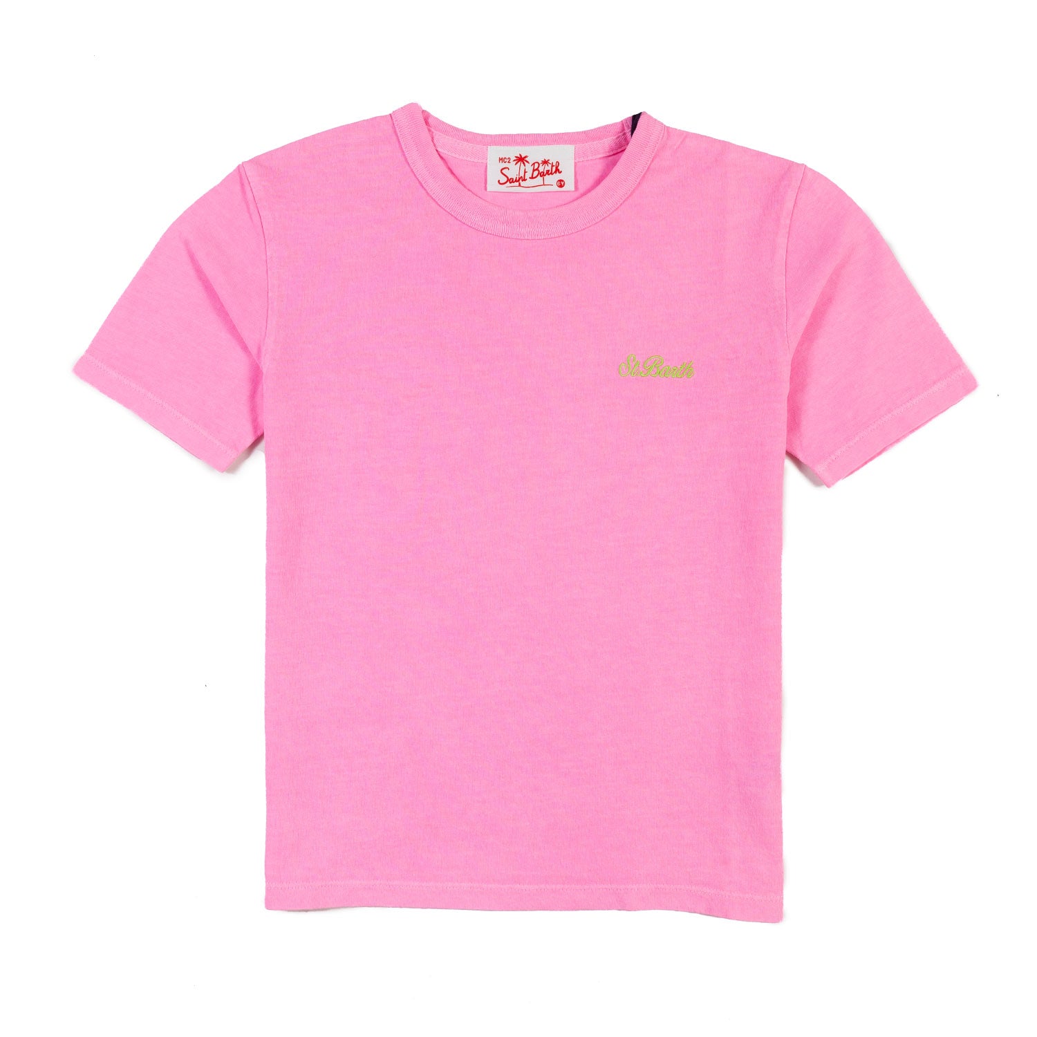 T-SHIRT DOVER UNISEX ROSA CON LOGO GIALLO FLUO - annameglio.com abbigliamento moda