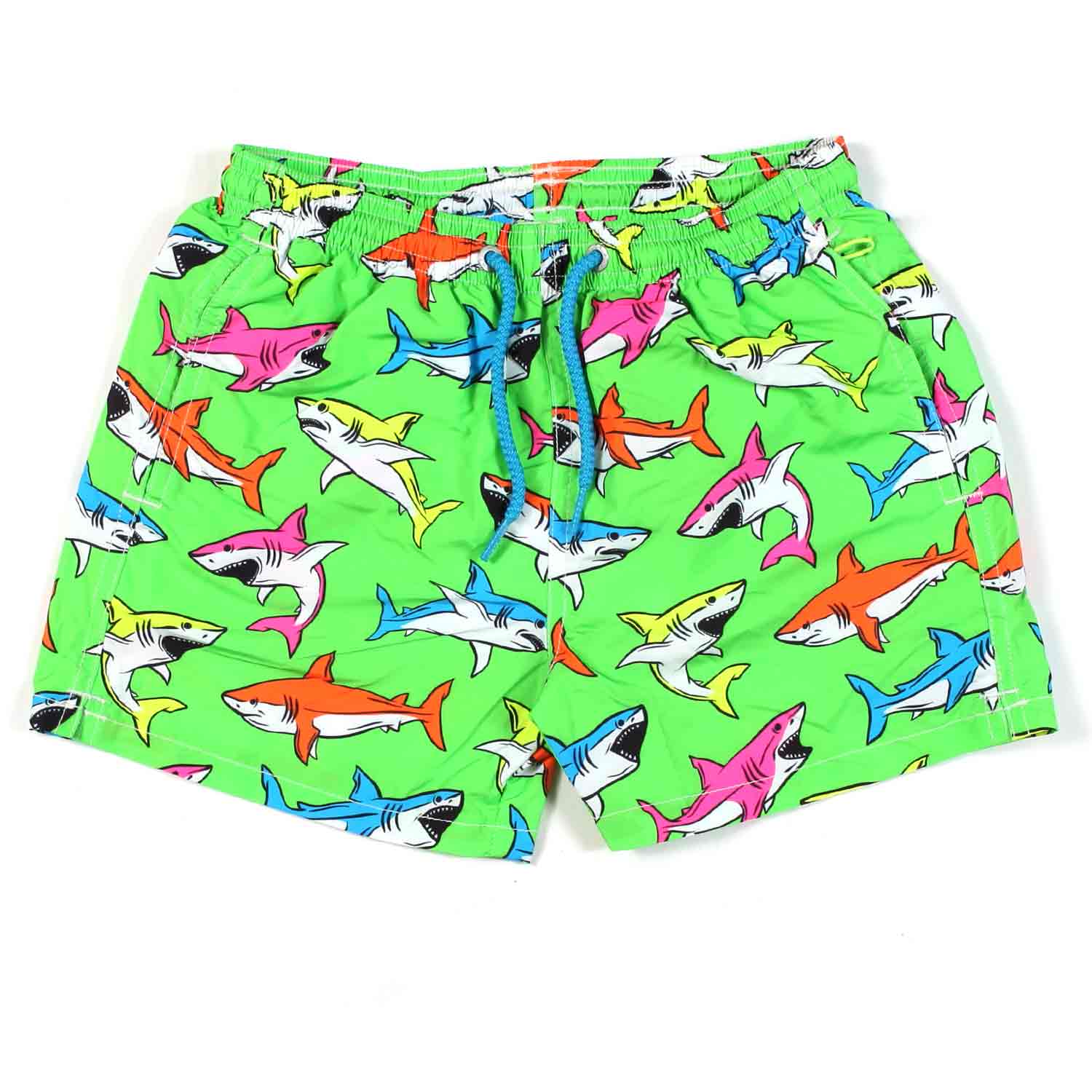 COSTUME BOXER VERDE FLUO CON SQUALI MULTICOLOR - annameglio.com abbigliamento moda