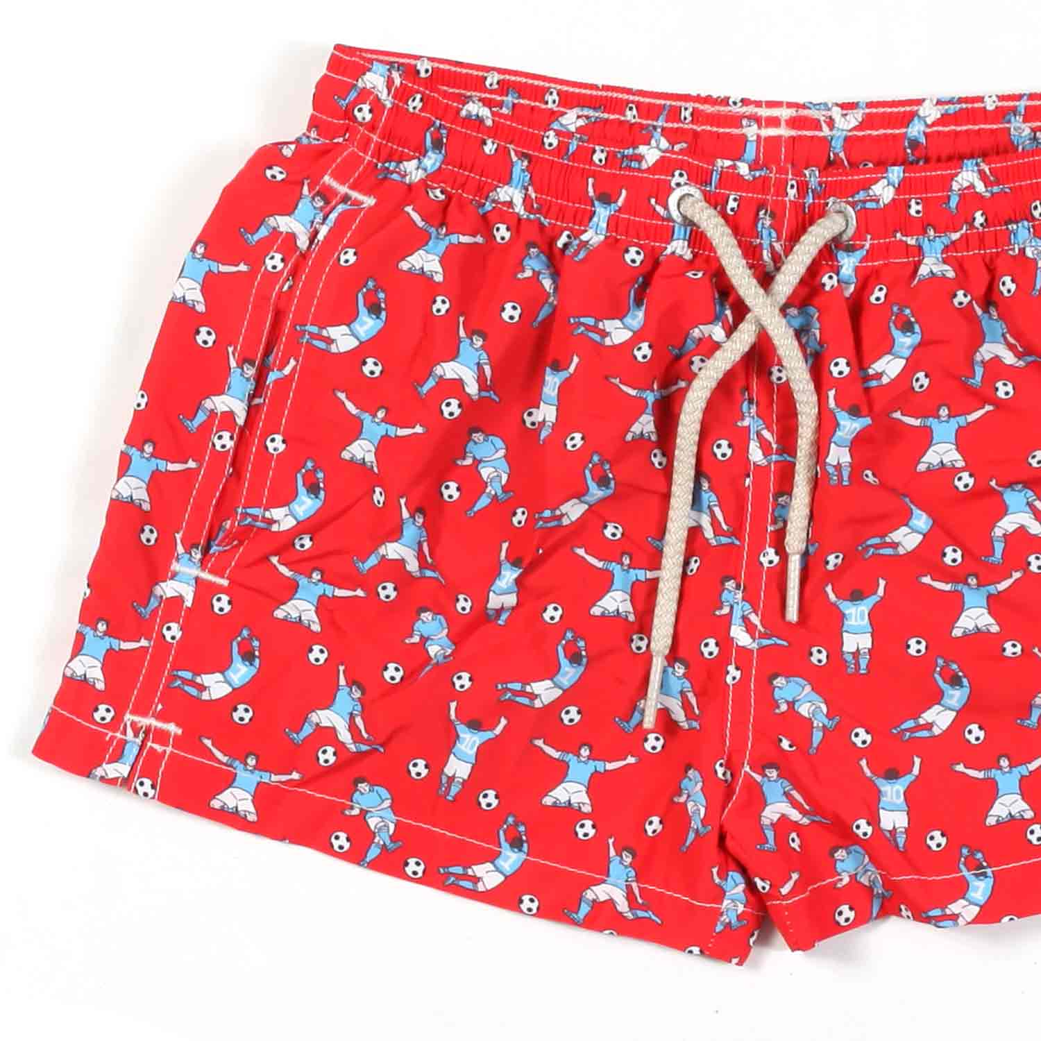 COSTUME BOXER ROSSO CON CALCIATORI CELESTI - annameglio.com abbigliamento moda