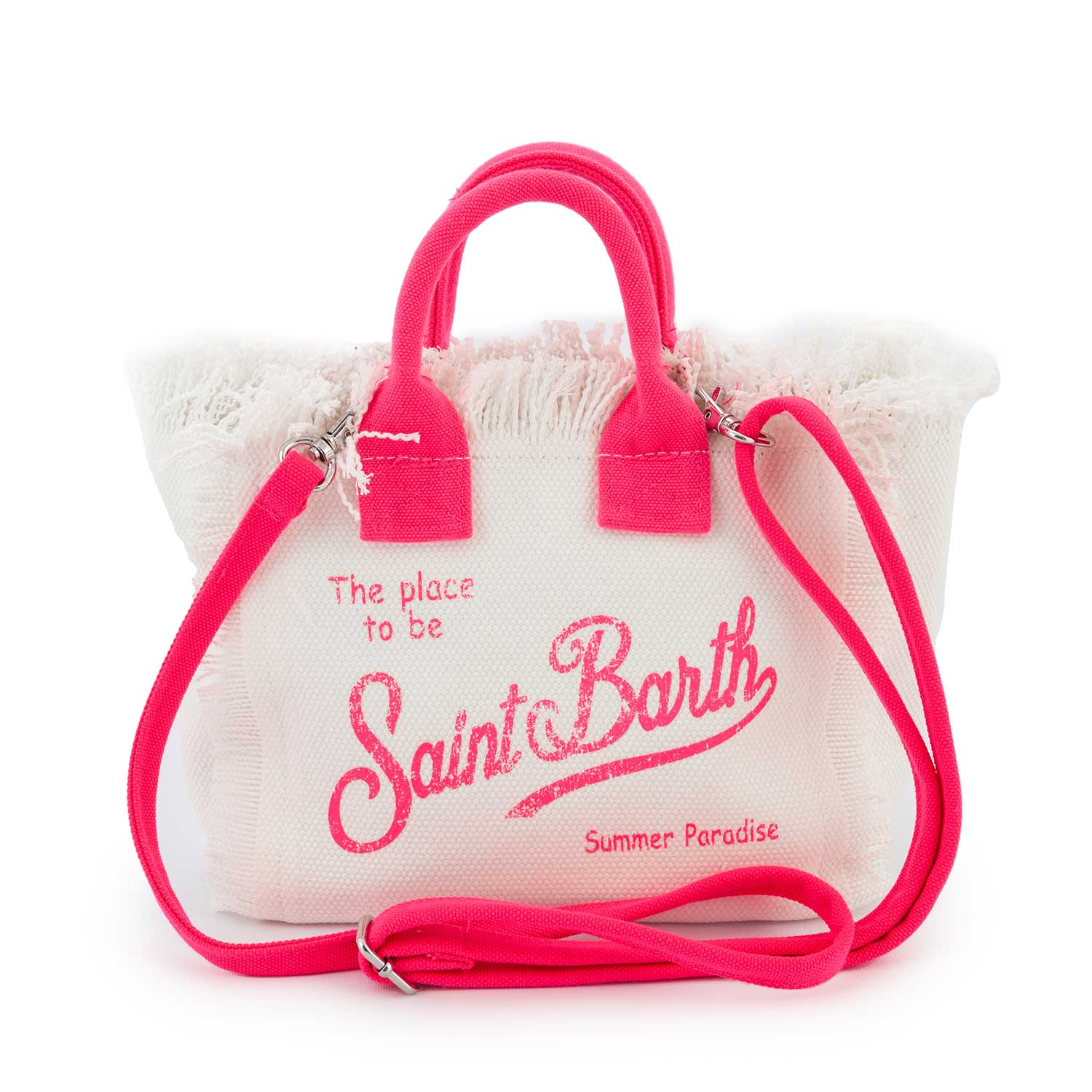 BORSA MINI VANITY BIANCA E ROSA FLUO - annameglio.com abbigliamento moda
