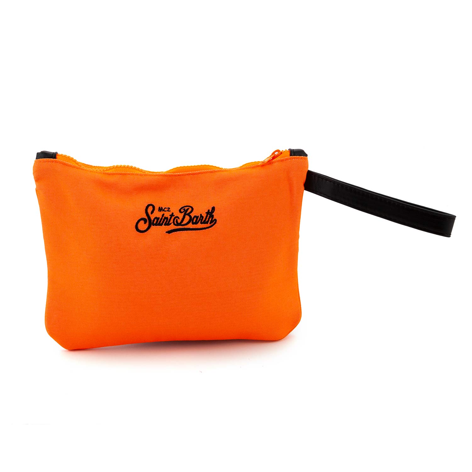 POCHETTE PARISIENNE ARANCIO FLUO CON LOGHI NERI - annameglio.com abbigliamento moda