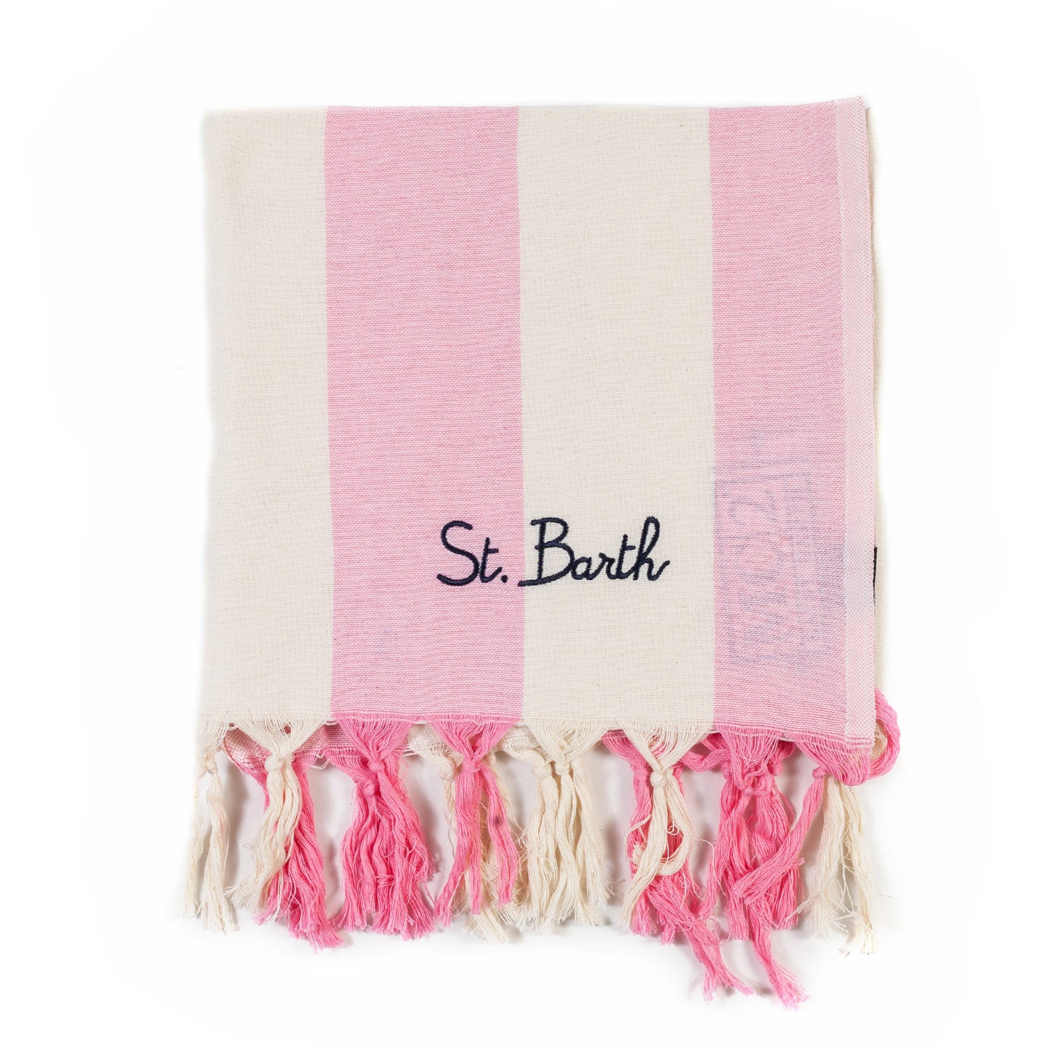 TELO MARE FOUTA BIANCO PANNA E ROSA A STRISCE - annameglio.com abbigliamento moda