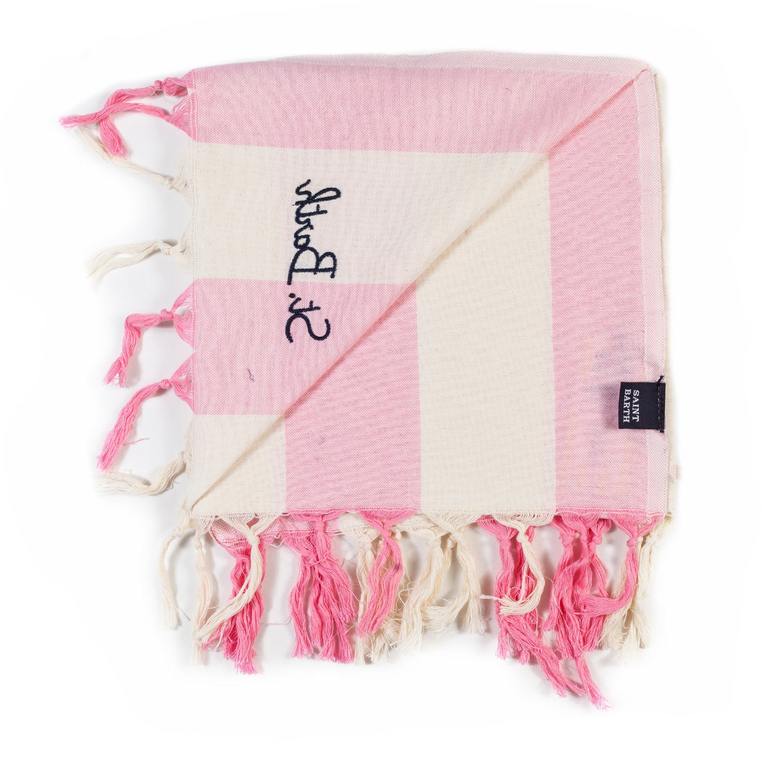 TELO MARE FOUTA BIANCO PANNA E ROSA A STRISCE - annameglio.com abbigliamento moda