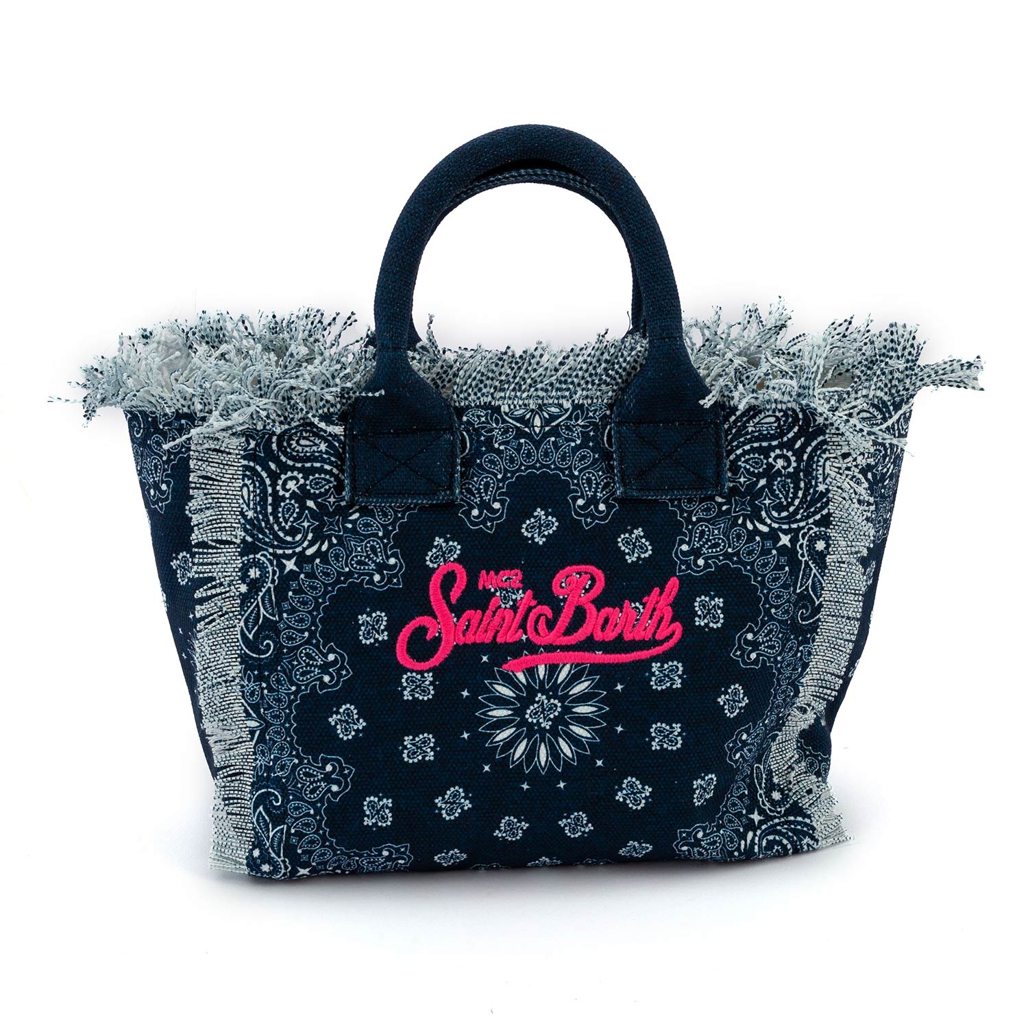 BORSA MINI COLETTE BANDANA BLU CON LOGHI FUCSIA - annameglio.com abbigliamento moda