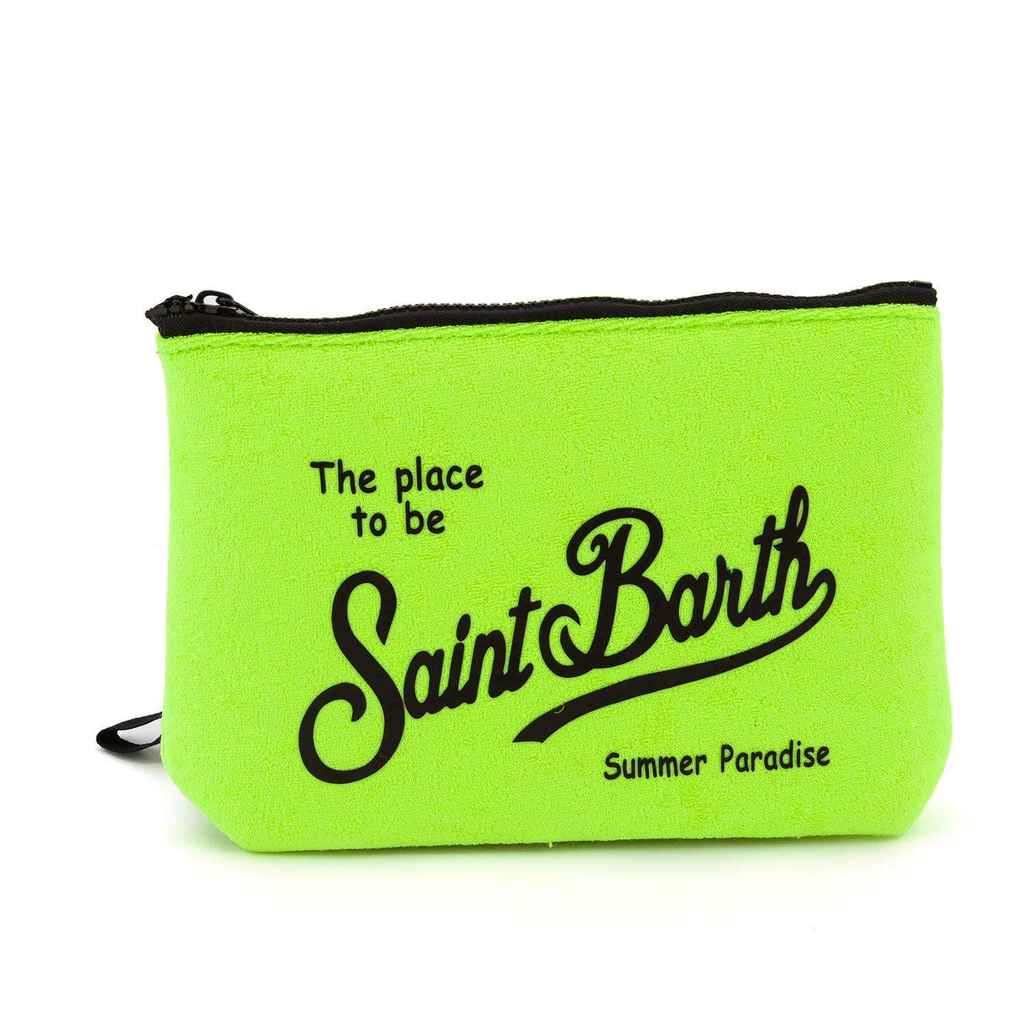 POCHETTE ALINE SPONGE GIALLO FLUO CON LOGHI NERI - annameglio.com abbigliamento moda