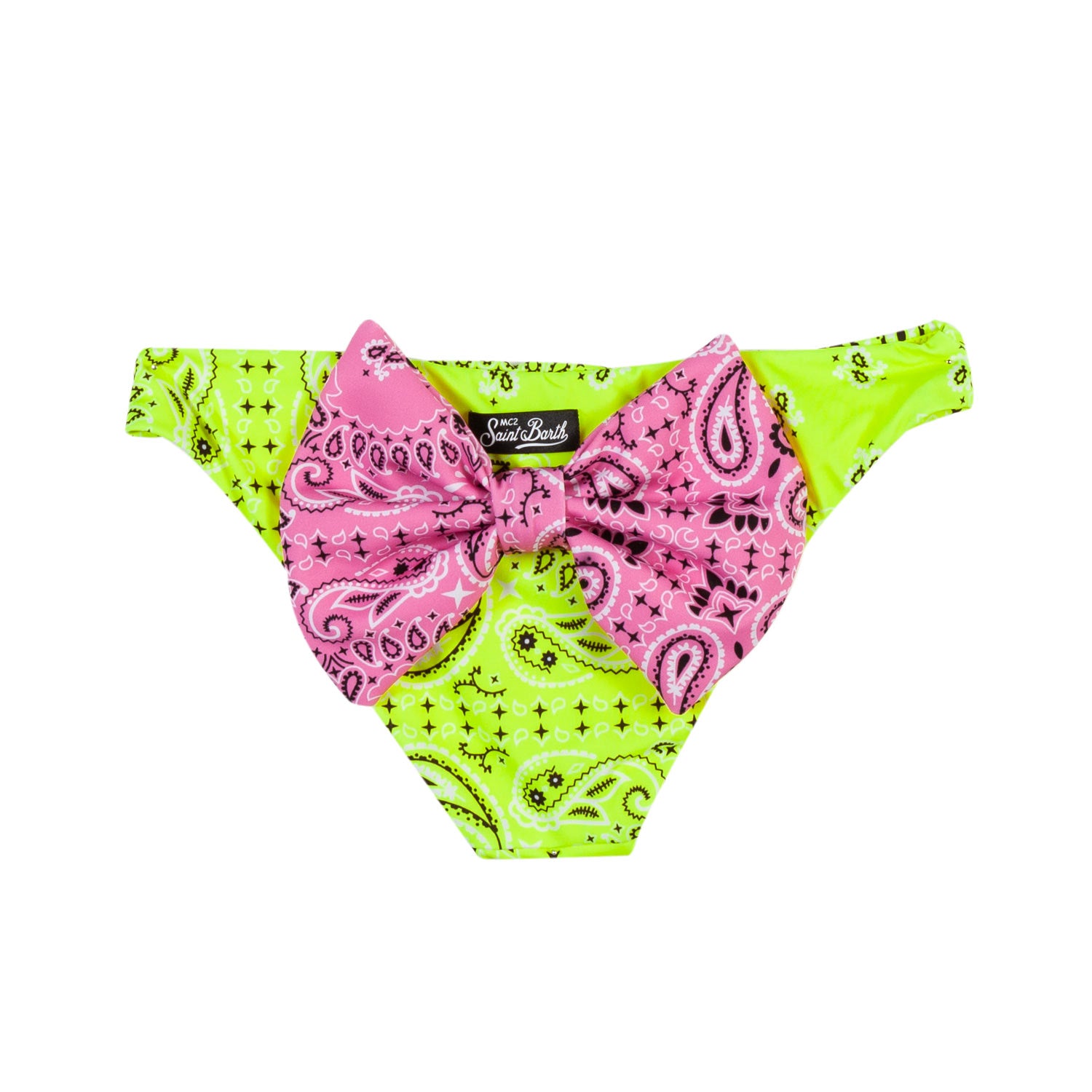 SLIP MARE BANDANA GIALLO FLUO E ROSA BAMBINA - annameglio.com abbigliamento moda