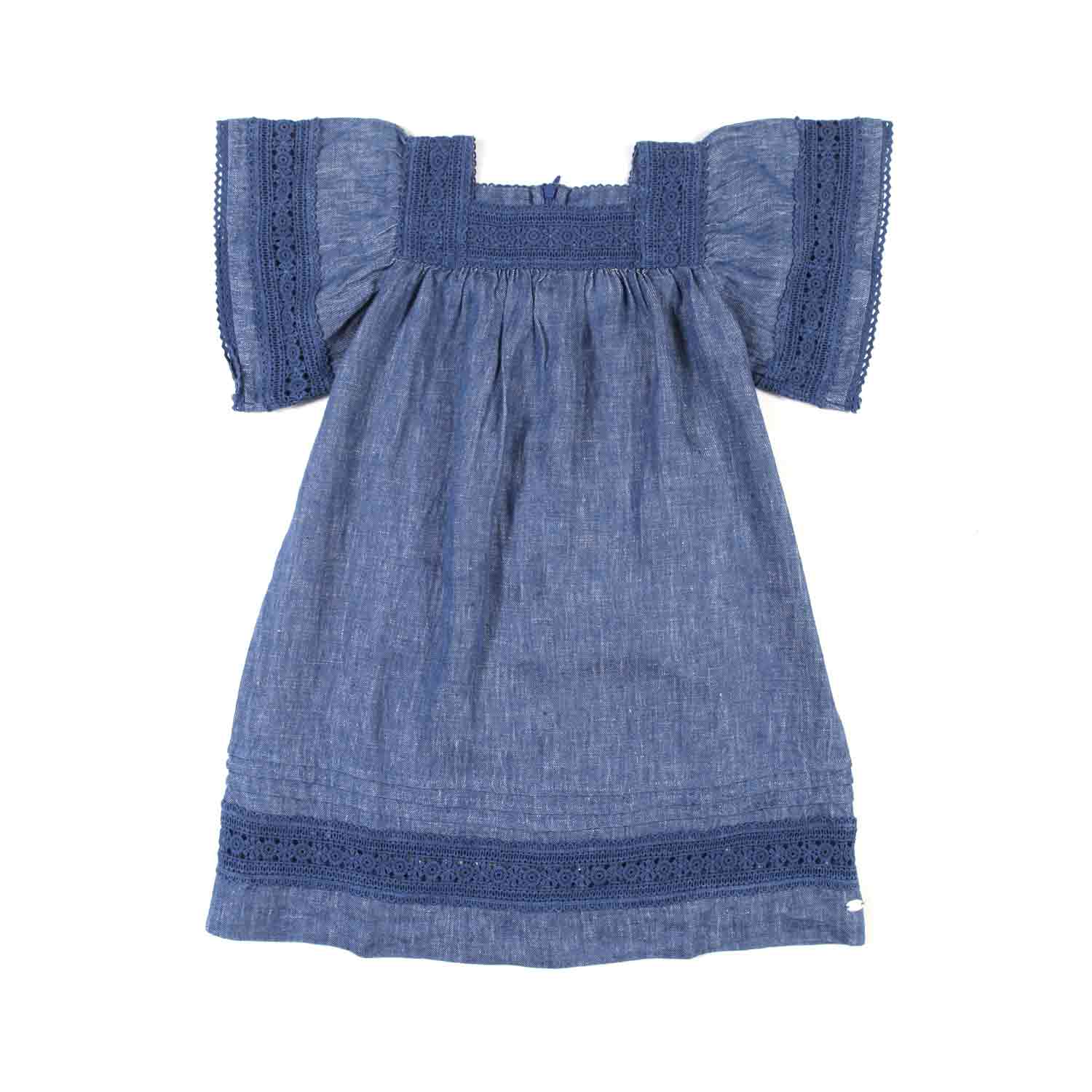 ABITO DI LINO BLU DENIM BAMBINA - annameglio.com abbigliamento moda