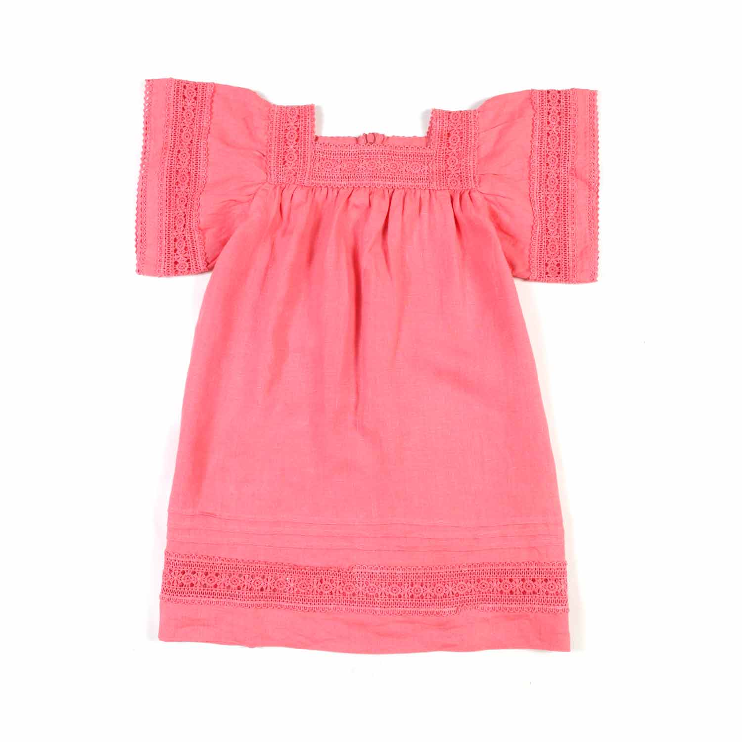 ABITO LINO ROSA SALMONE BAMBINA - annameglio.com abbigliamento moda