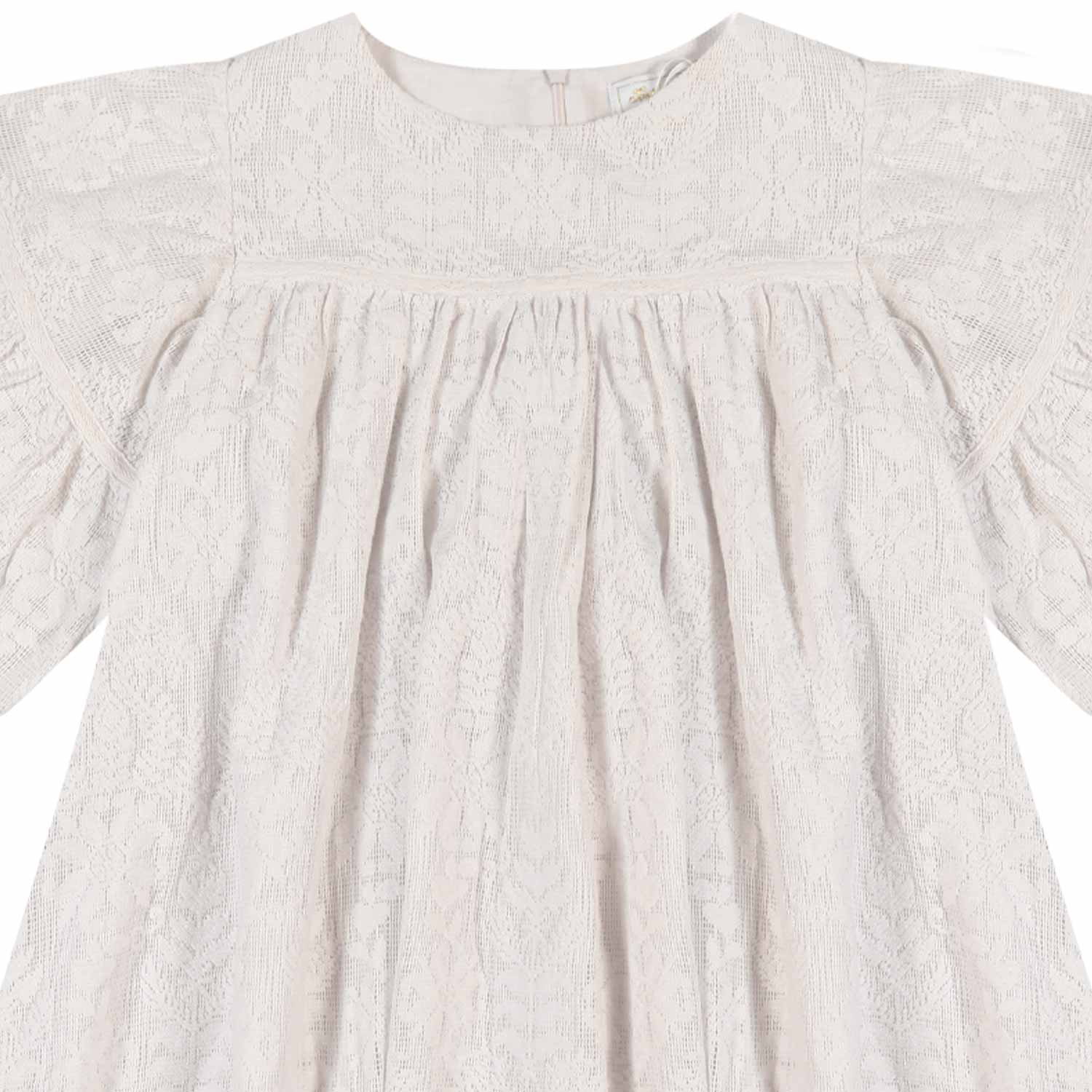 ABITO IN PIZZO FLOREALE ECRU BAMBINA - annameglio.com abbigliamento moda