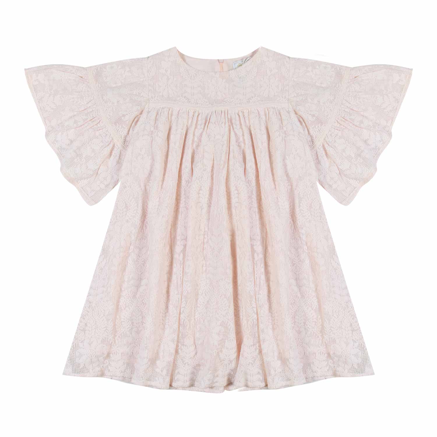 ABITO IN PIZZO FLOREALE ROSA CIPRIA BAMBINA - annameglio.com abbigliamento moda