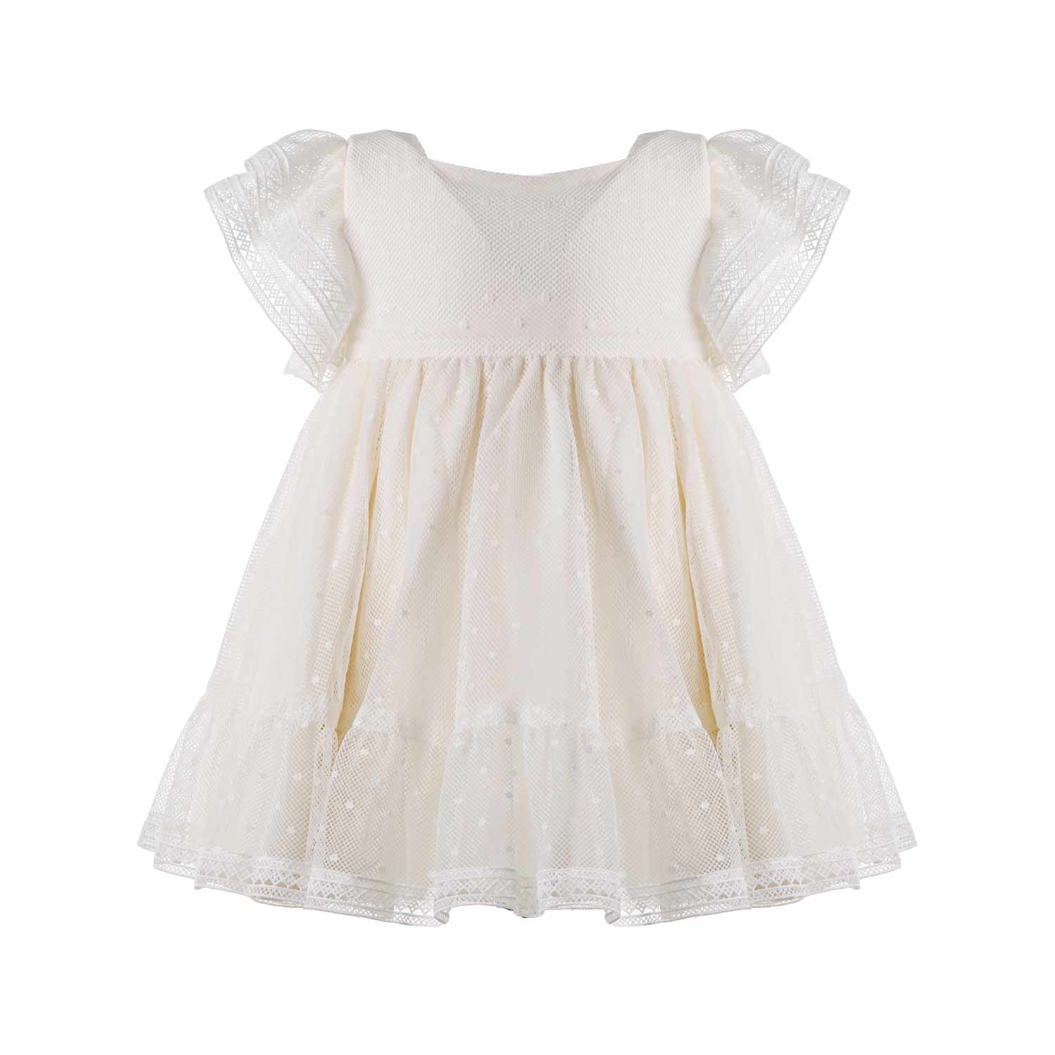 ABITO ECRU IN TULLE RICAMATO BIMBA E NEONATA - annameglio.com abbigliamento moda