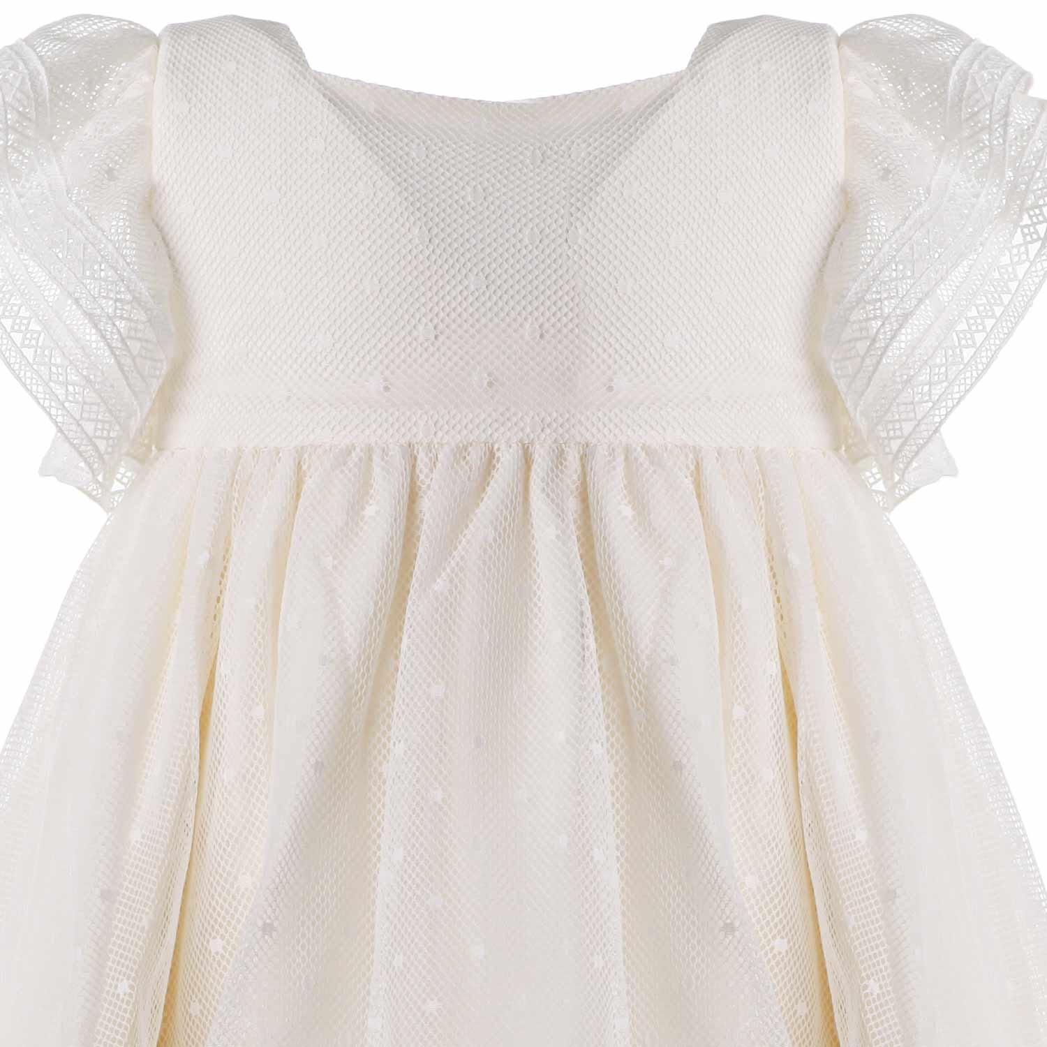 ABITO ECRU IN TULLE RICAMATO BIMBA E NEONATA - annameglio.com abbigliamento moda