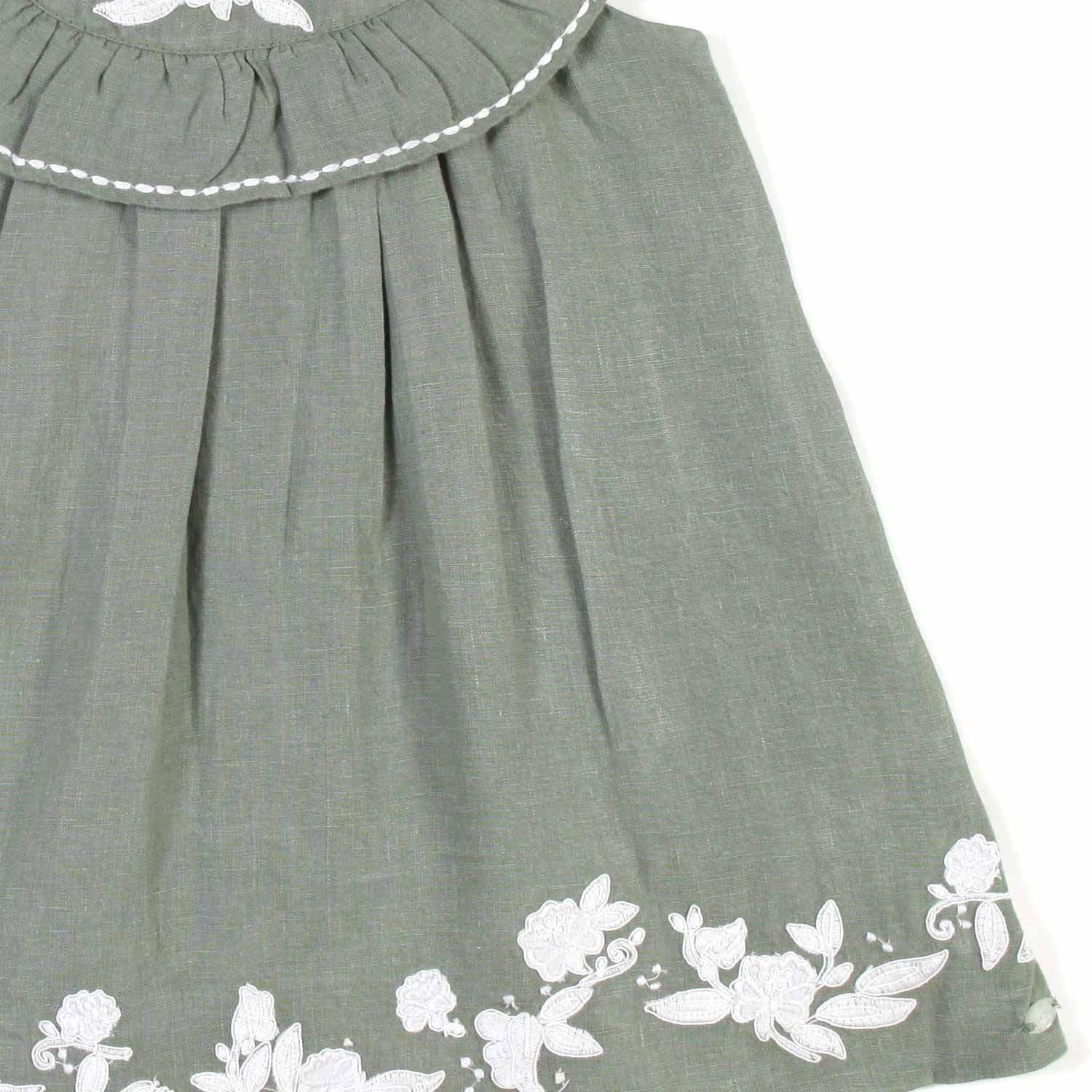 ABITO LINO VERDE KHAKI BIMBA E NEONATA - annameglio.com abbigliamento moda
