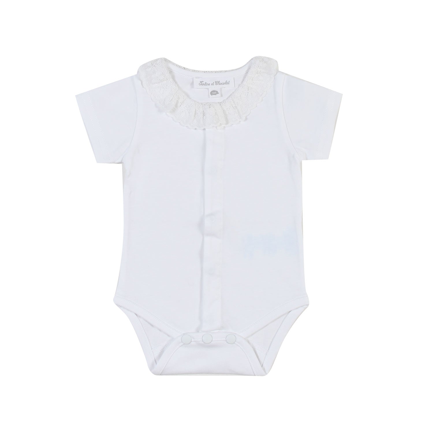 Body bianco a manica corta e colletto ricamato - annameglio.com abbigliamento moda