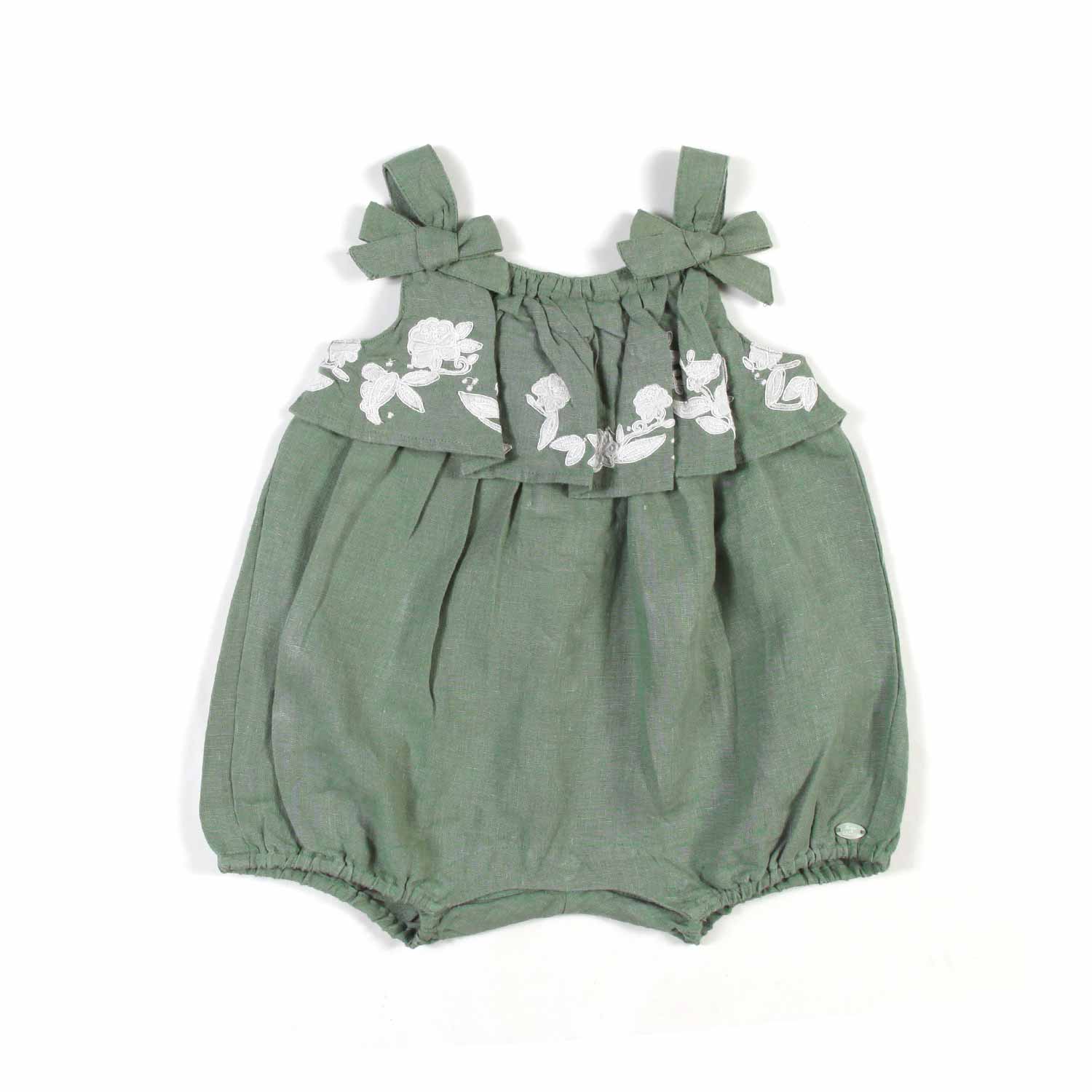 PAGLIACCETTO LINO VERDE KHAKI NEONATA - annameglio.com abbigliamento moda