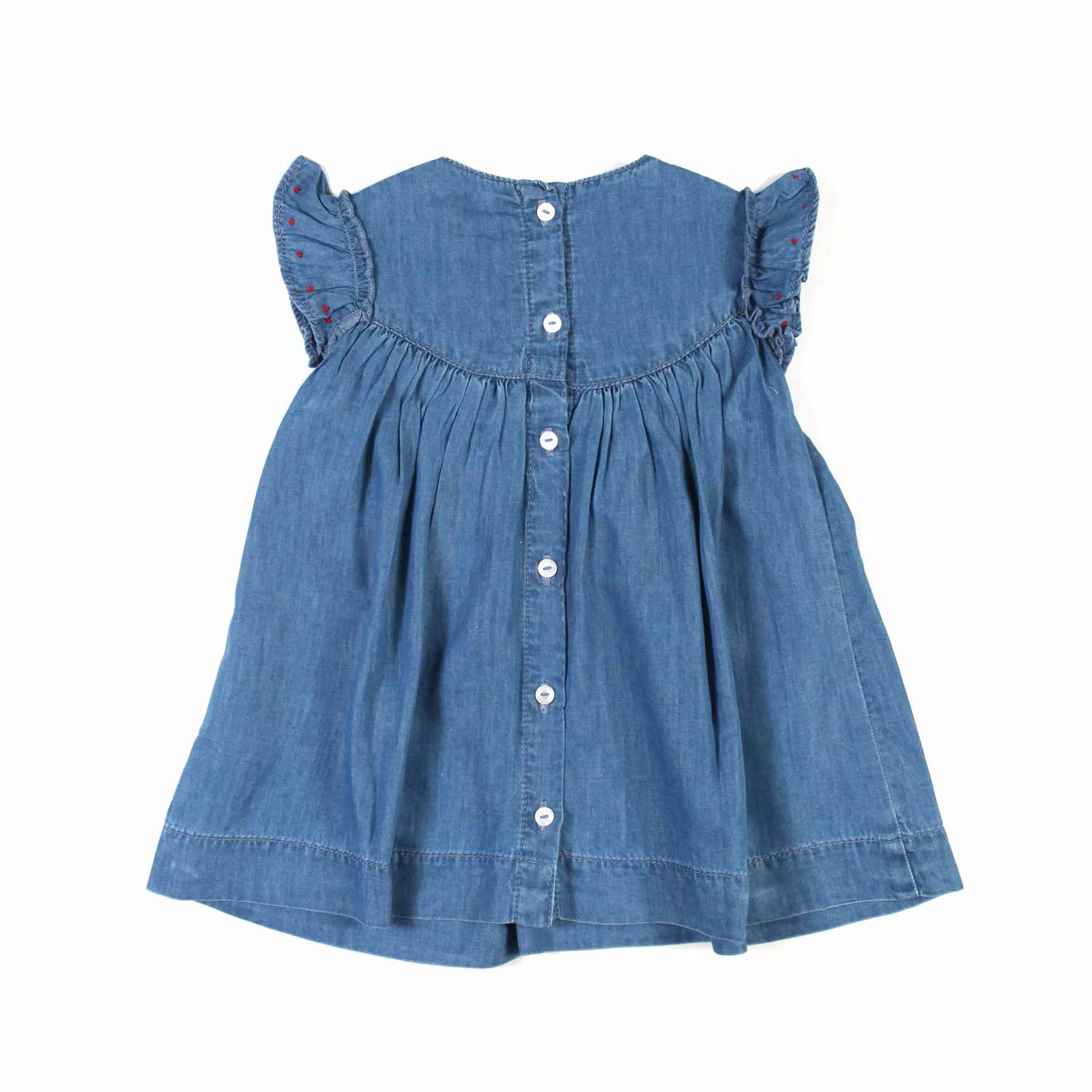 ABITO CHAMBRAY BLU CON RICAMI BIMBA E NEONATA - annameglio.com abbigliamento moda
