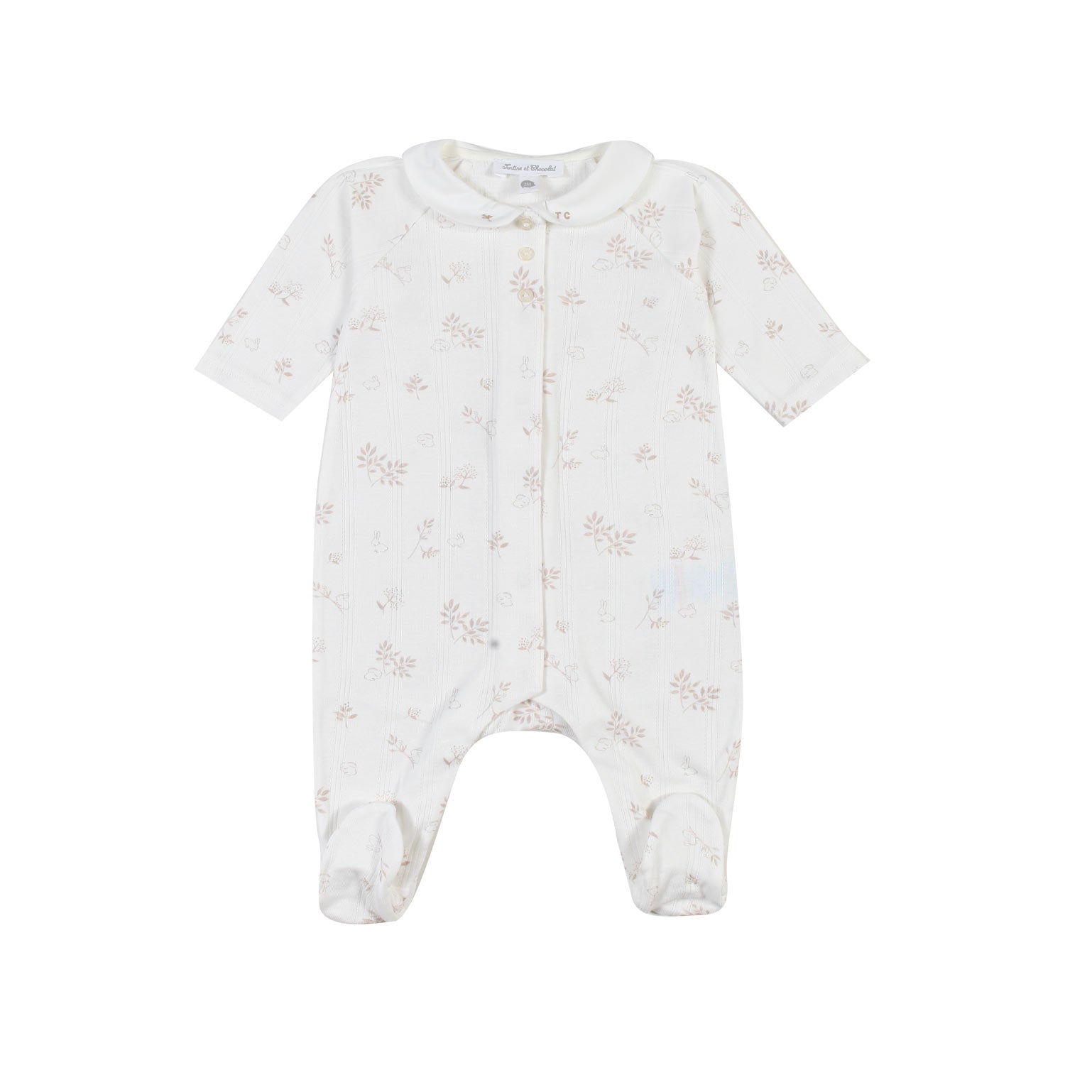 TUTINA BIANCA CON DECORAZIONI NOCCIOLA NEONATA - annameglio.com abbigliamento moda