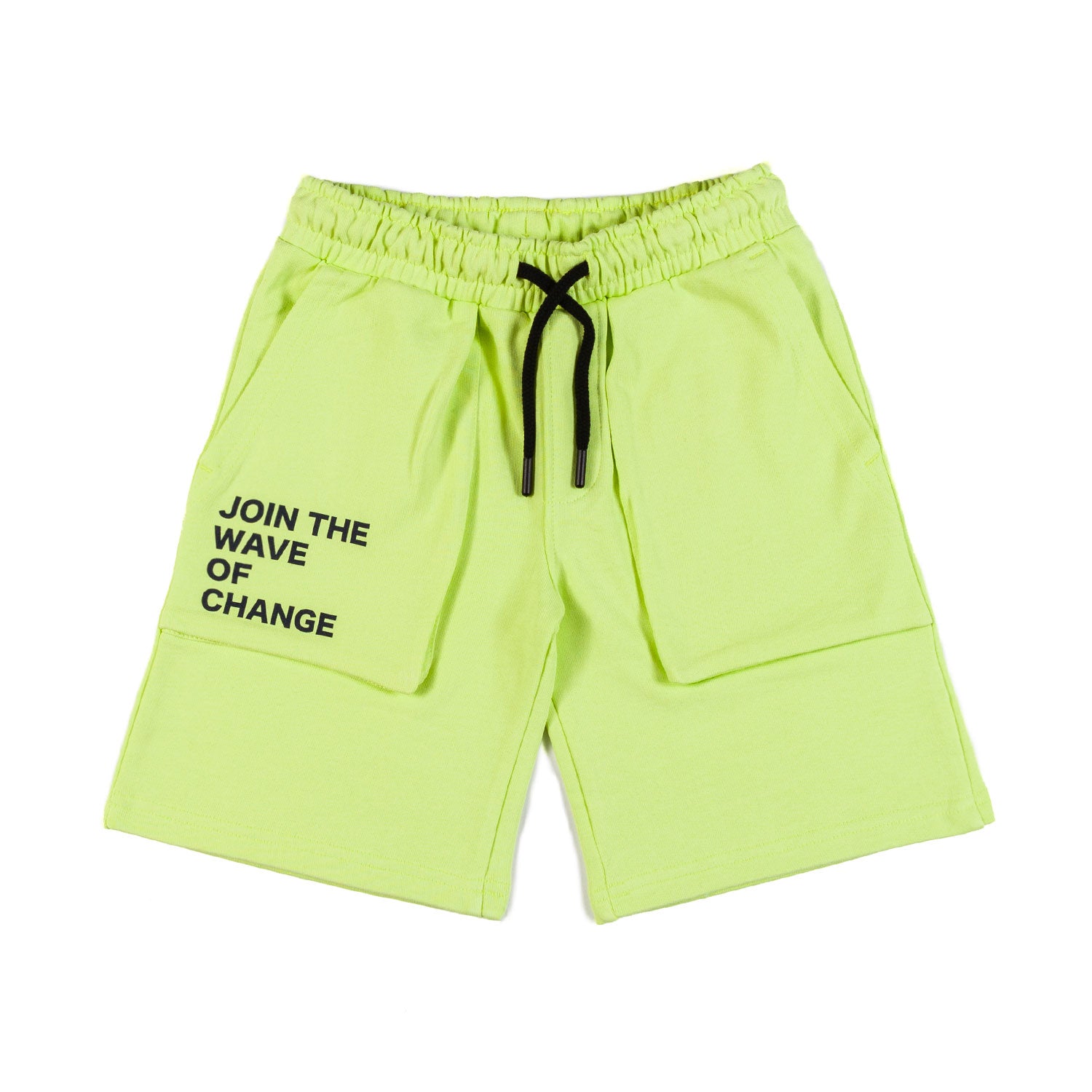 SHORTS FELPA GIALLO FLUO CON LETTERING NERI - annameglio.com abbigliamento moda