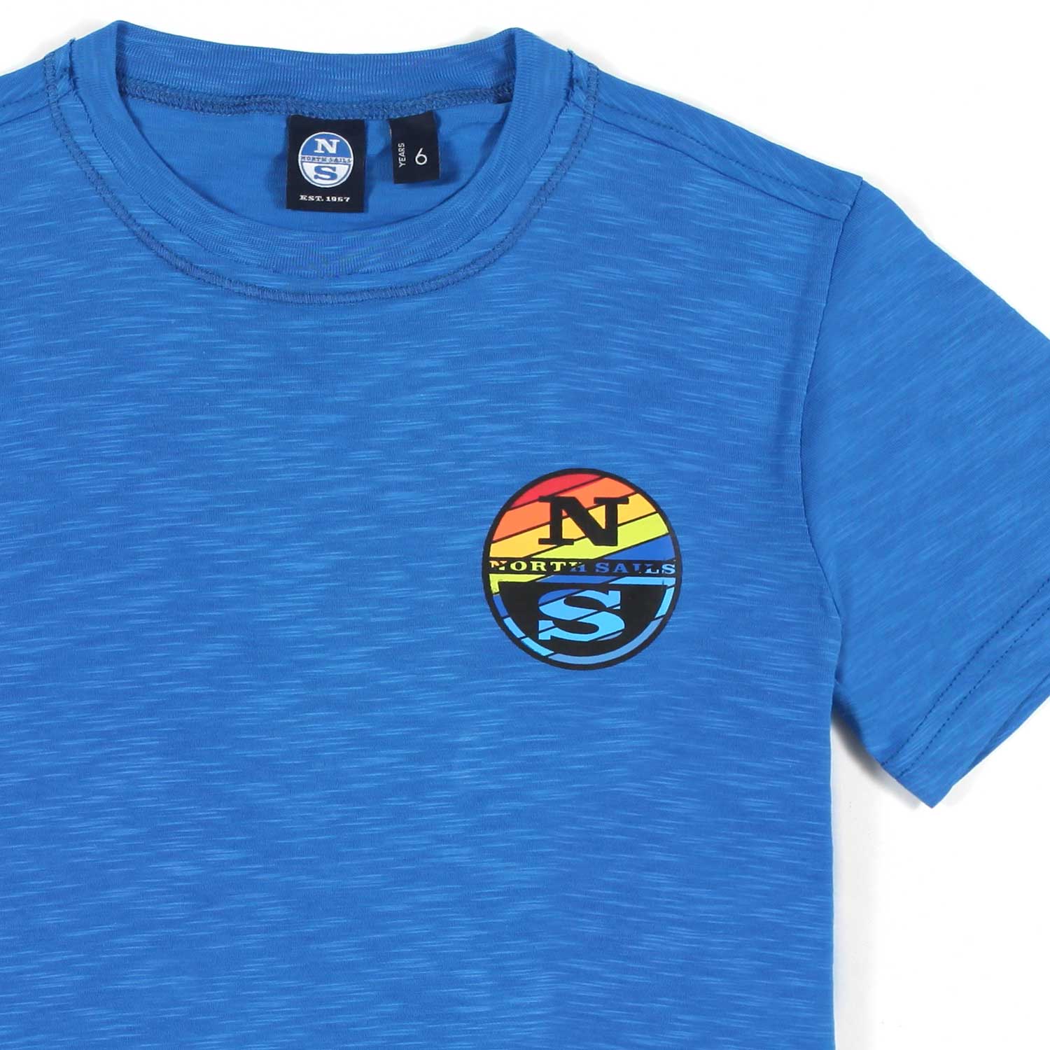 T-SHIRT BLU INDACO CON STAMPE MULTICOLOR - annameglio.com abbigliamento moda