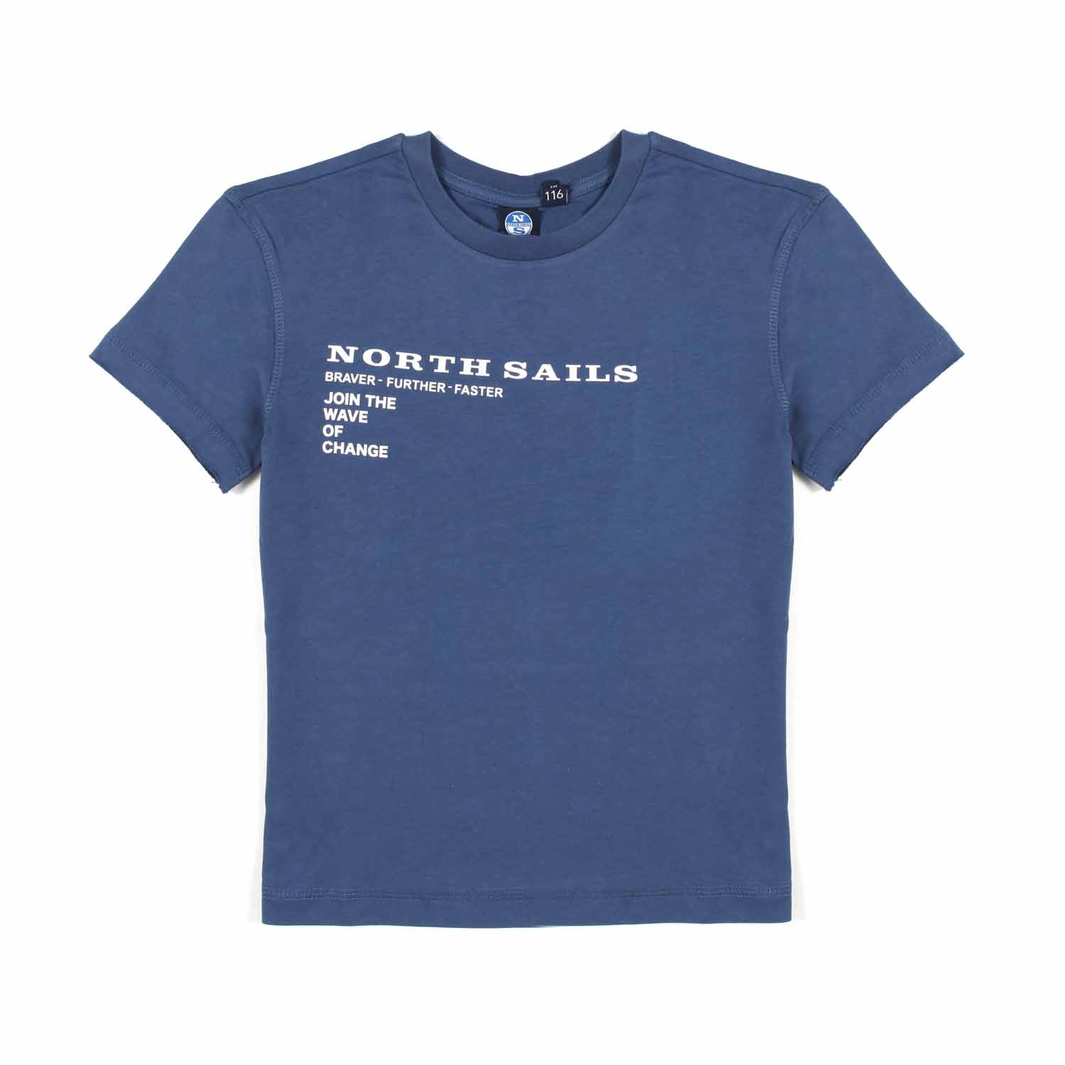 T-SHIRT BLU POLVERE CON LETTERING BIANCHI - annameglio.com abbigliamento moda