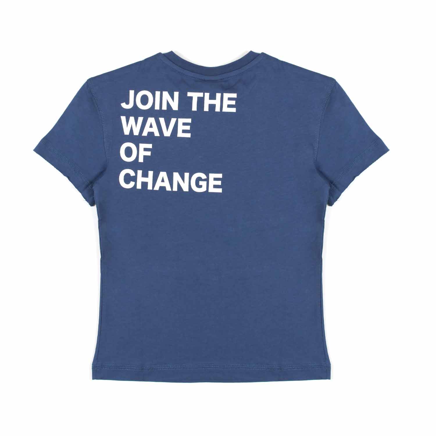 T-SHIRT BLU POLVERE CON LETTERING BIANCHI - annameglio.com abbigliamento moda