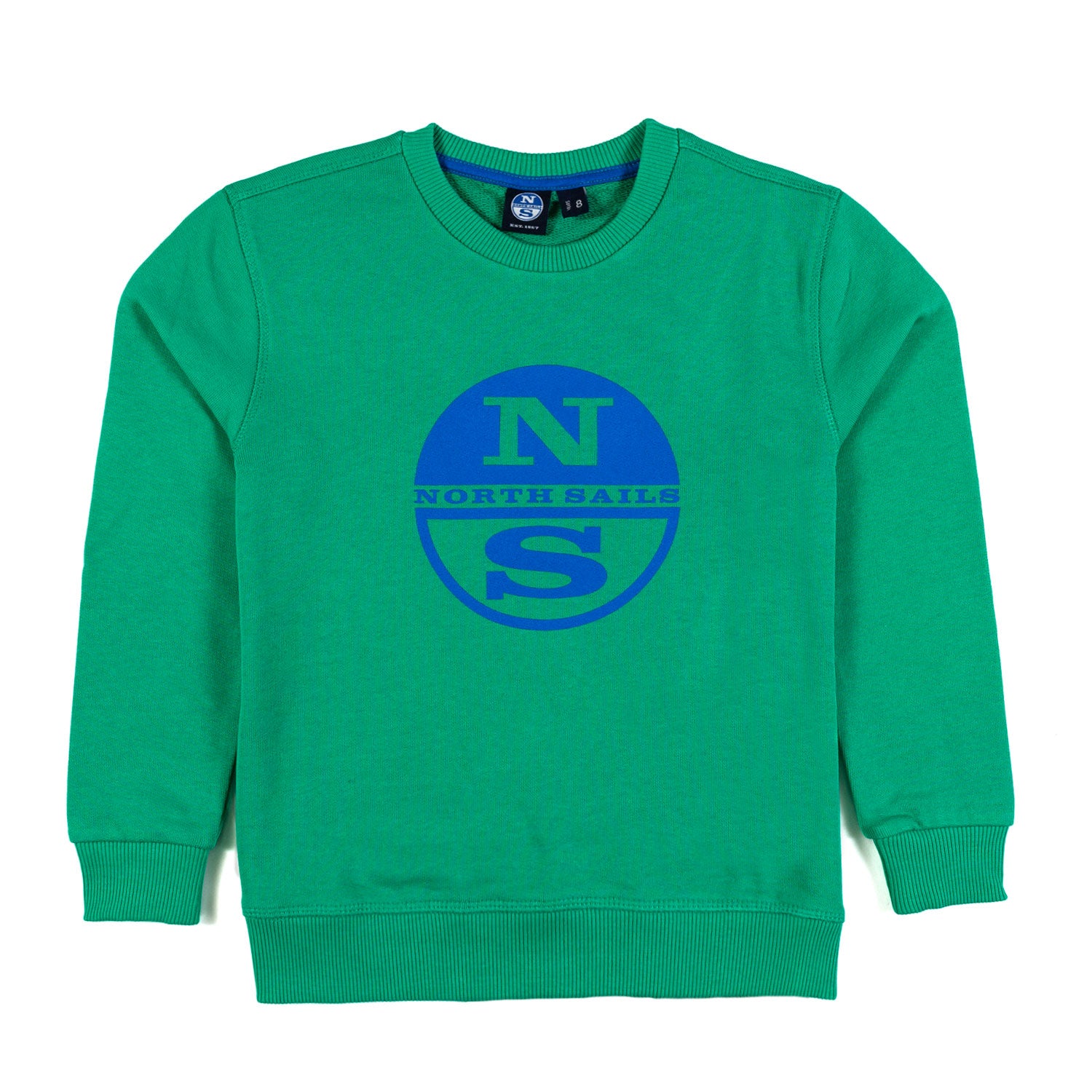 FELPA VERDE PRATO CON MAXI LOGO AZZURRO - annameglio.com abbigliamento moda