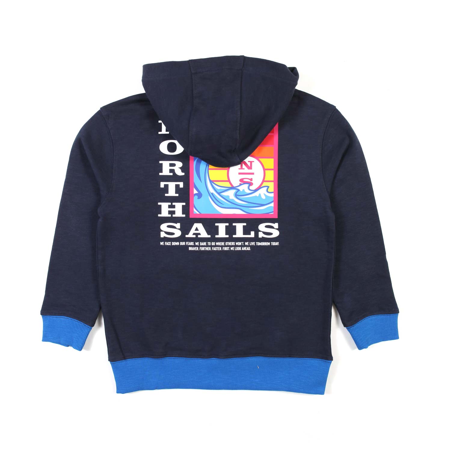 FELPA HOODIE NAVY E AZZURRA CON STAMPE MULTICOLOR - annameglio.com abbigliamento moda