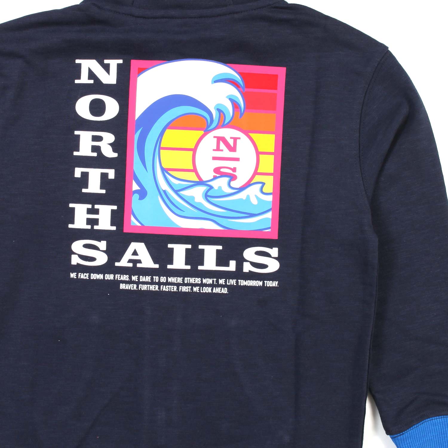 FELPA HOODIE NAVY E AZZURRA CON STAMPE MULTICOLOR - annameglio.com abbigliamento moda