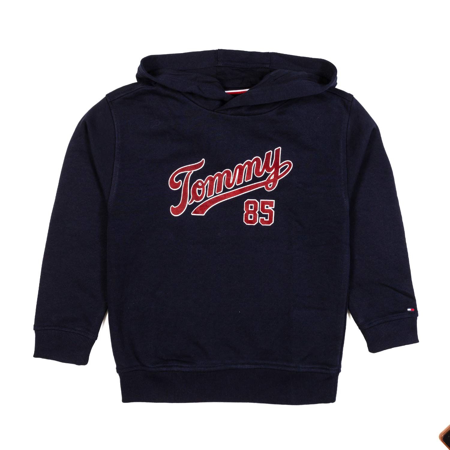 FELPA HOODIE BLU NAVY CON LOGO VELLUTO ROSSO - annameglio.com abbigliamento moda