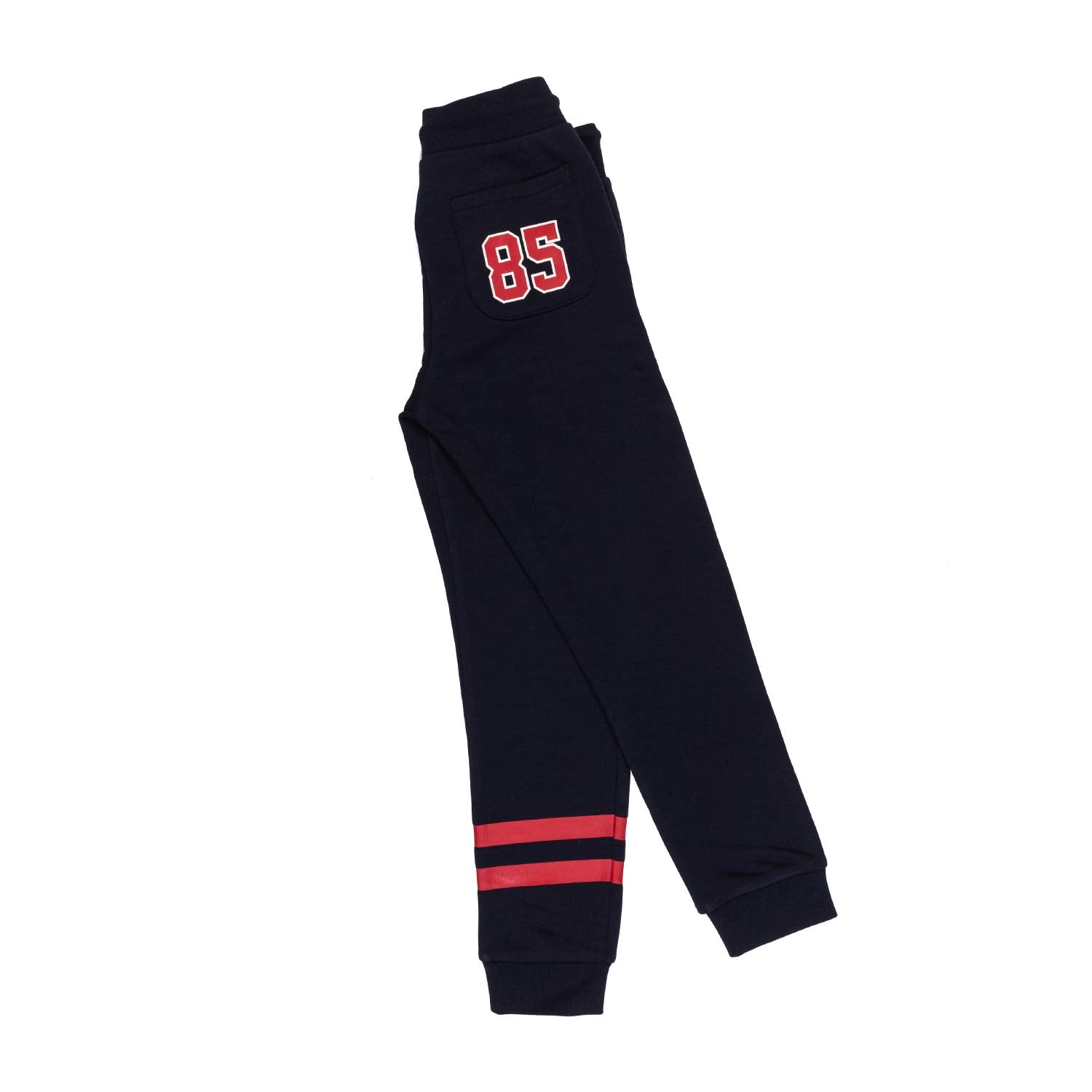 PANTALONE FELPA BLU NAVY CON STAMPE ROSSE - annameglio.com abbigliamento moda