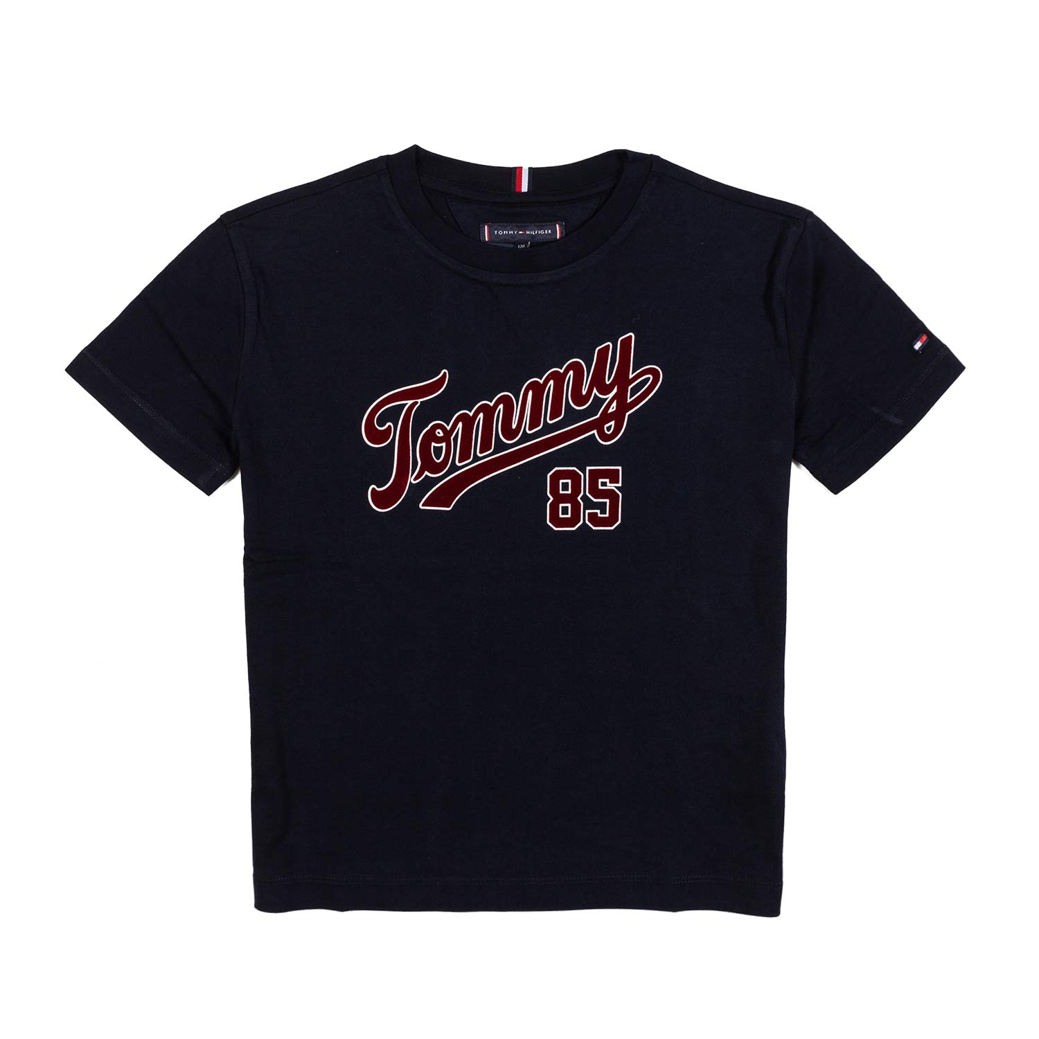 T-SHIRT BLU NAVY CON LOGO VELLUTO ROSSO - annameglio.com abbigliamento moda