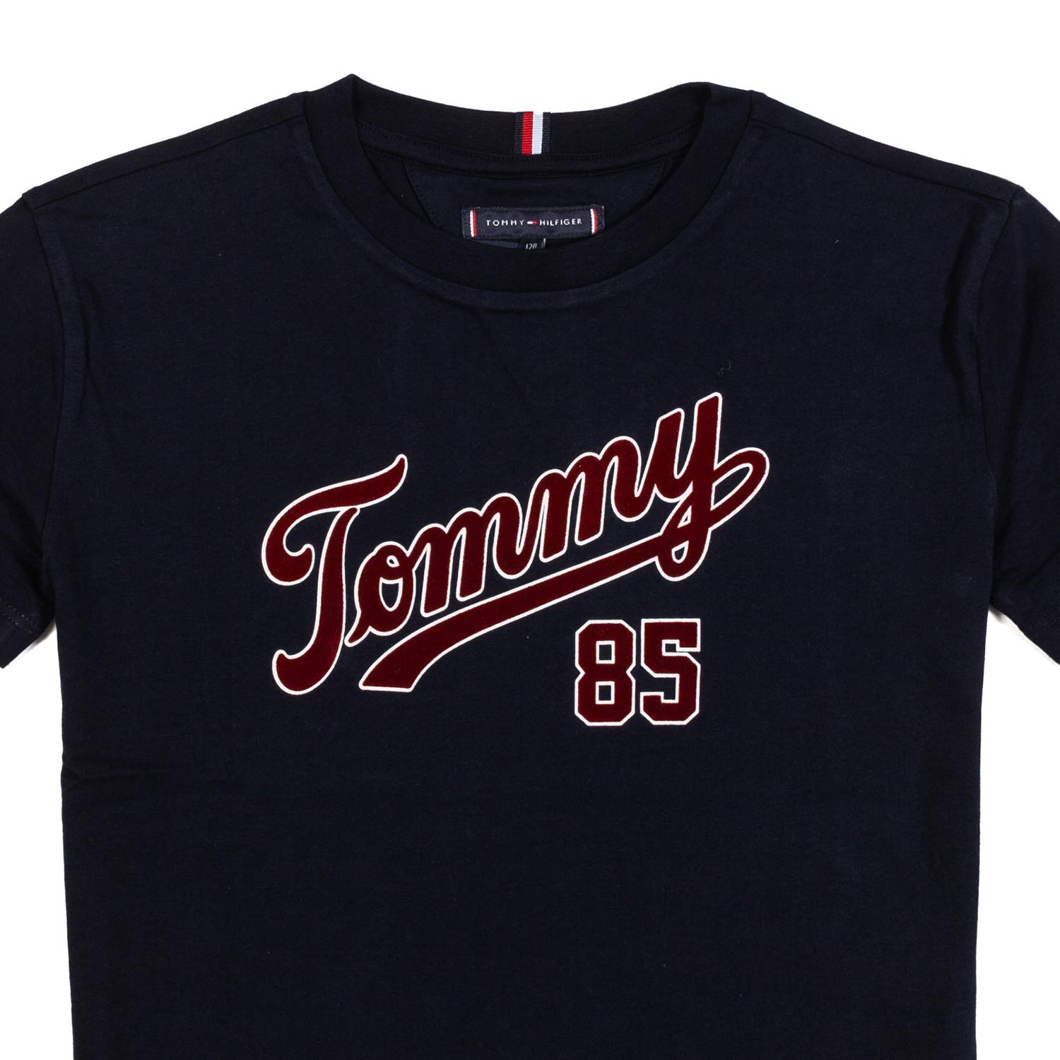 T-SHIRT BLU NAVY CON LOGO VELLUTO ROSSO - annameglio.com abbigliamento moda