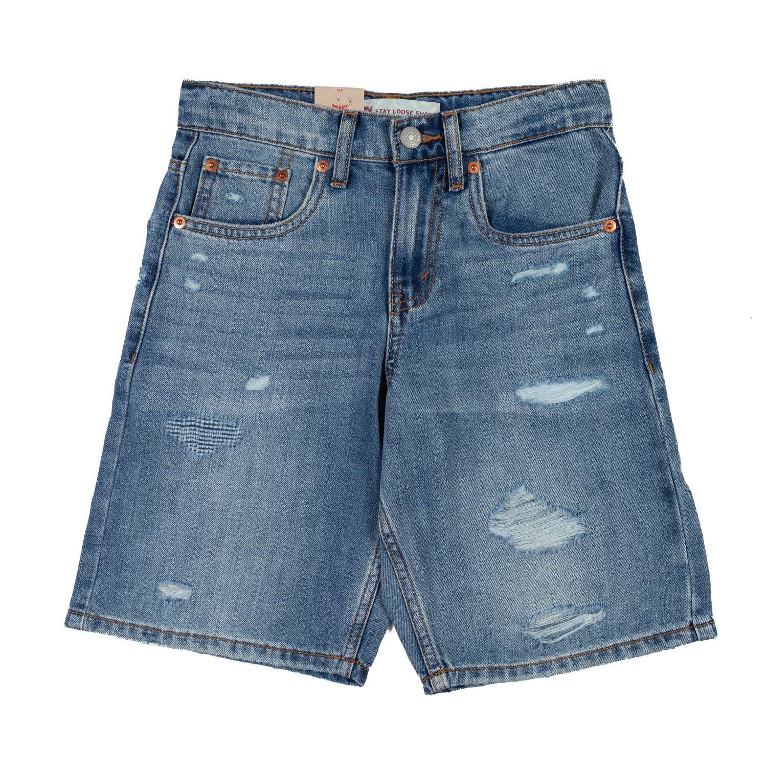 SHORTS DENIM STAY LOOSE BLU MEDIO CON STRAPPI - annameglio.com abbigliamento moda