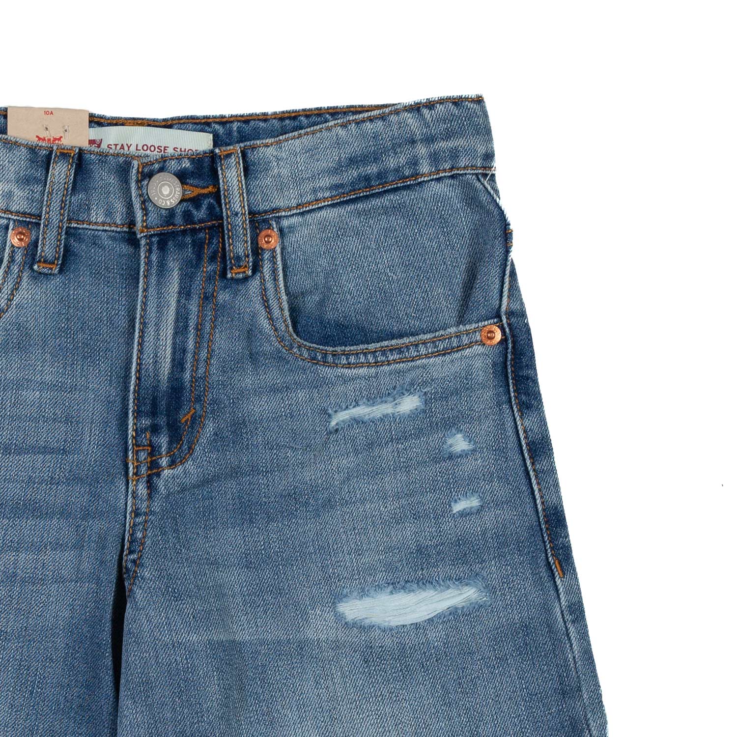 SHORTS DENIM STAY LOOSE BLU MEDIO CON STRAPPI - annameglio.com abbigliamento moda