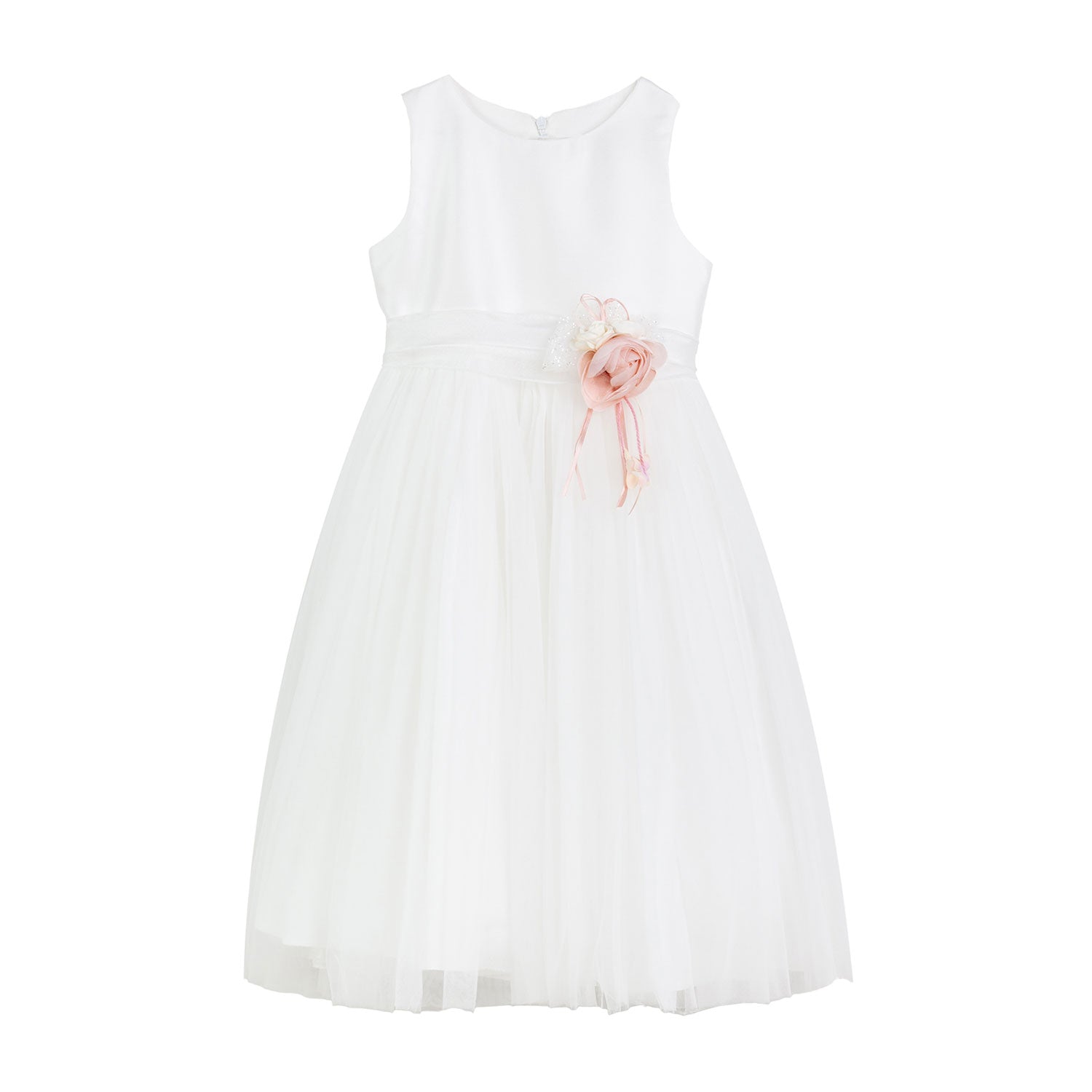 ABITO AVORIO CON SPILLA FIORE ROSA - annameglio.com abbigliamento moda